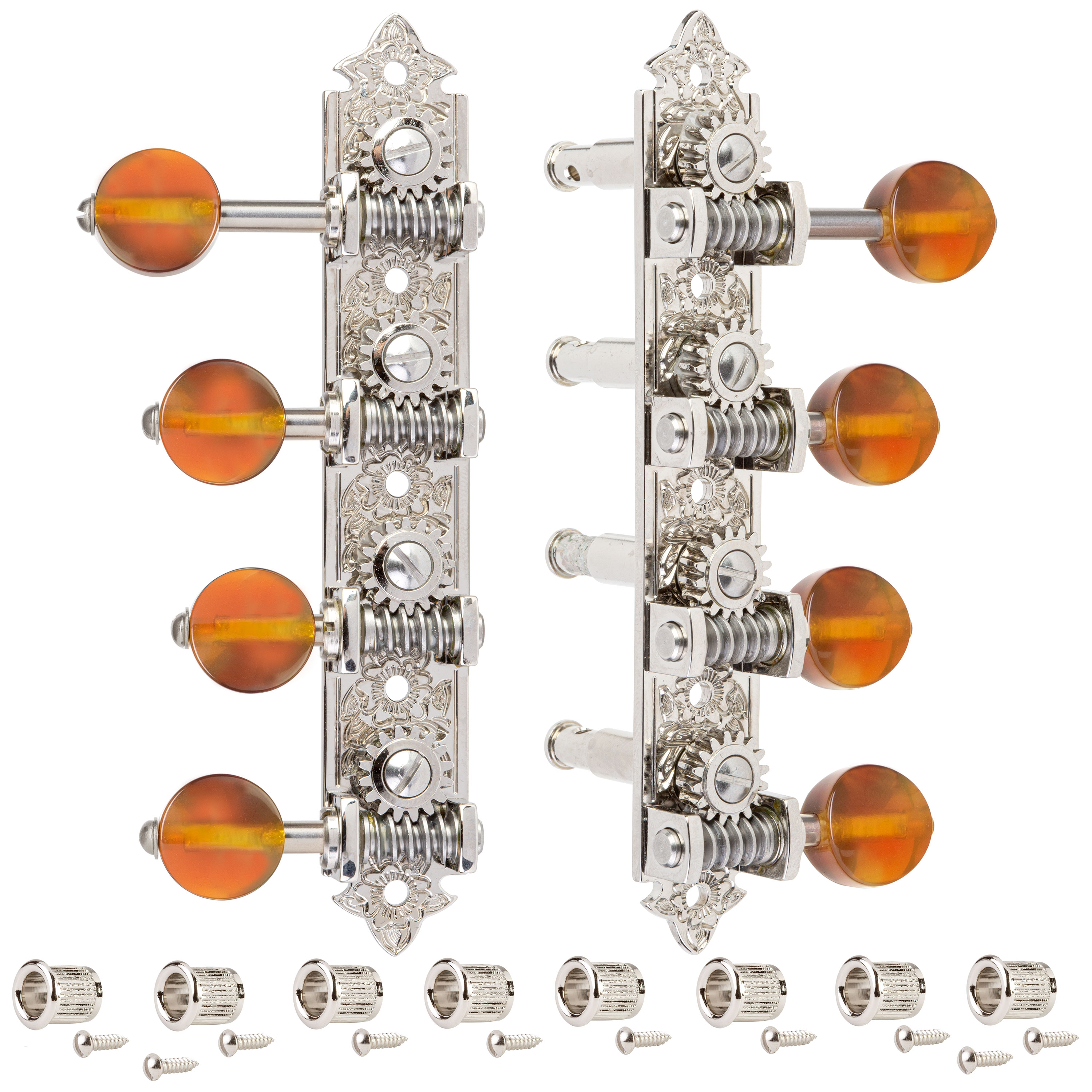 Waverly F-Style-Mandoline mit bernsteinfarbenen Knöpfen, hellem Nickel