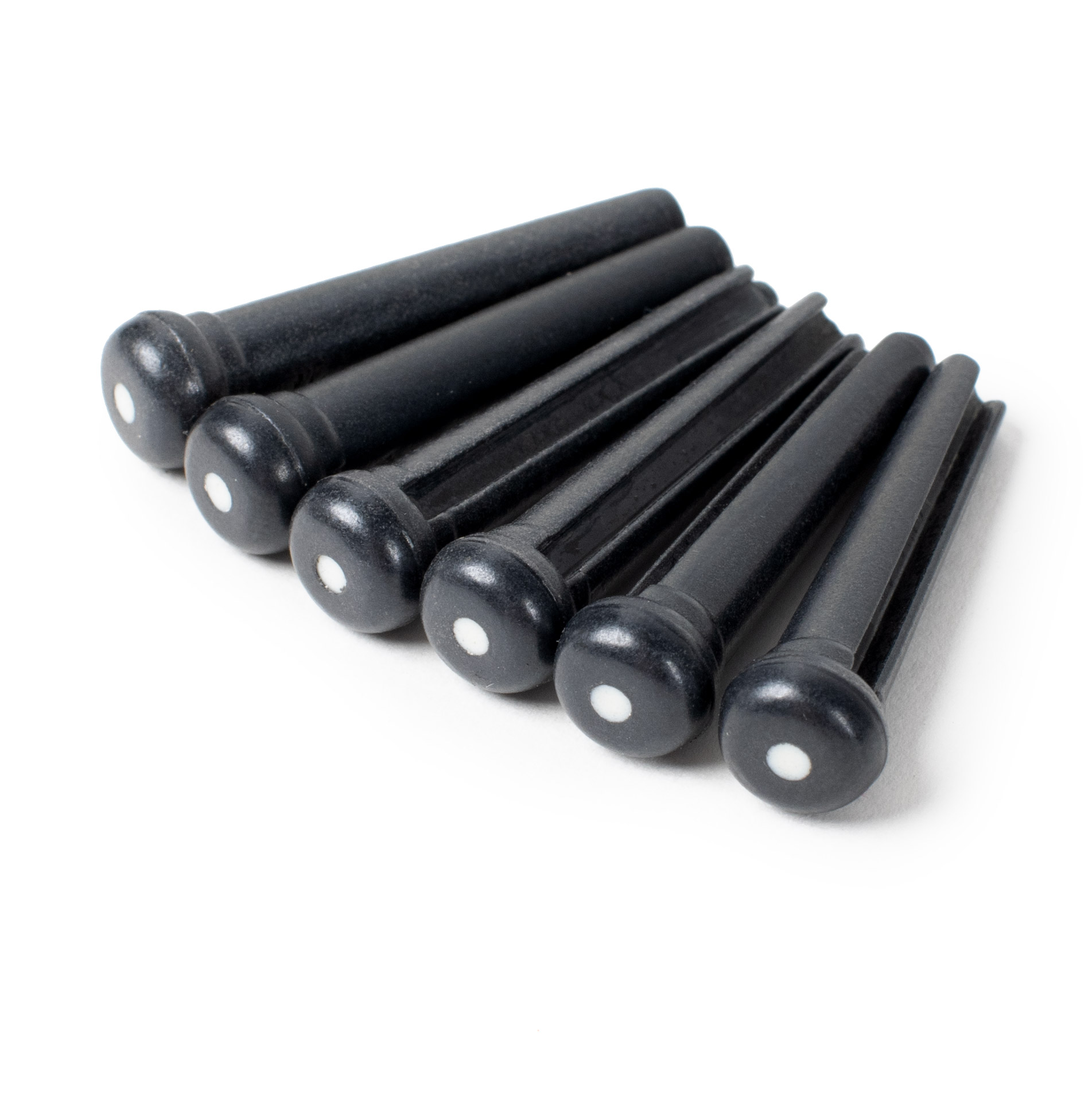 Graph Tech TUSQ Traditionelle Brückenstifte, schwarz mit Punkt, Schlitz, 6er-Satz