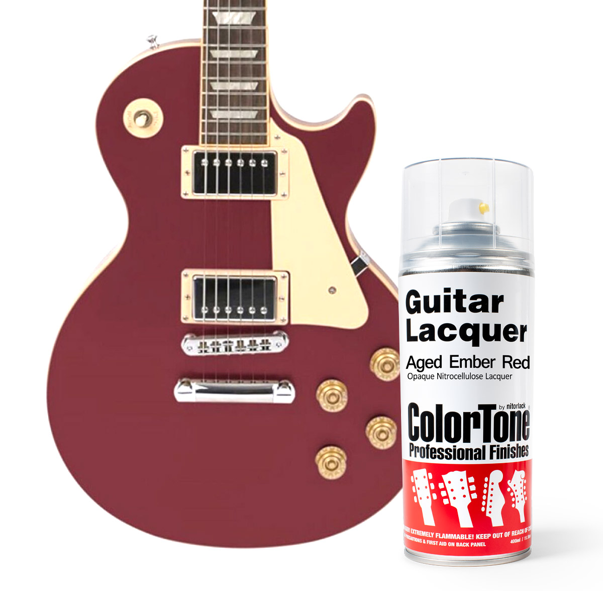 ColorTone Aerosol Guitar Lack, gealterte Stickerei rot