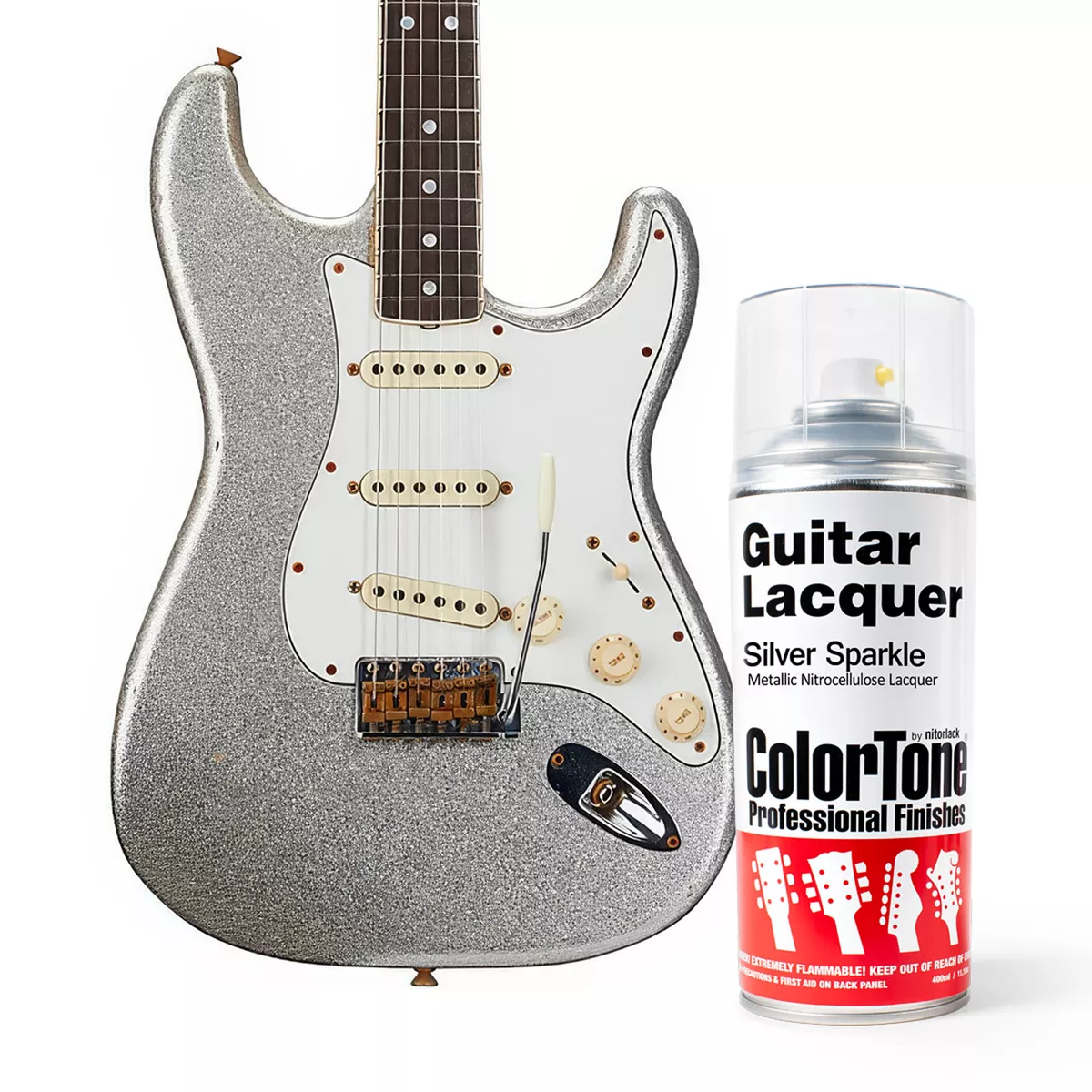 ColorTone-Sprühlack für Gitarren, Silver Sparkle ColorTone-Sprühlack für Gitarren, Silver Sparkle