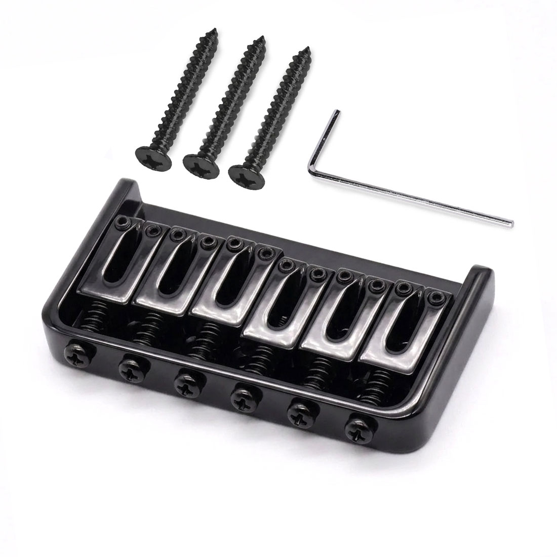 StewMac 6-String Hardtail-Steg, Saite-Through-Korpus, schwarz