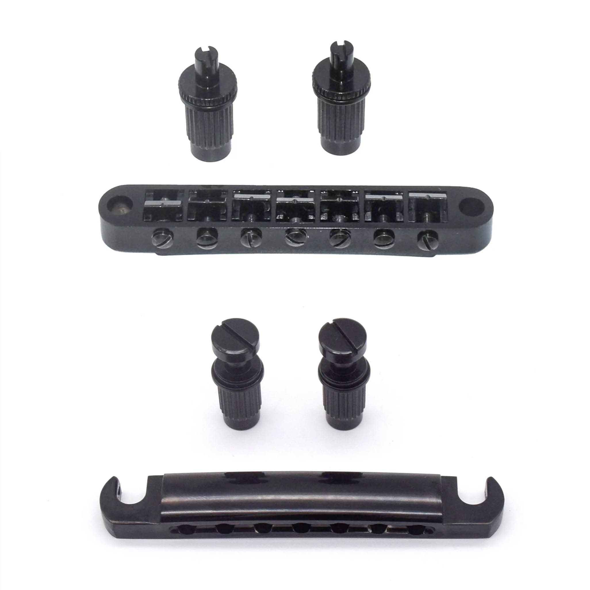 StewMac 7-String Tune-o-matic Steg und Rückteil, schwarz