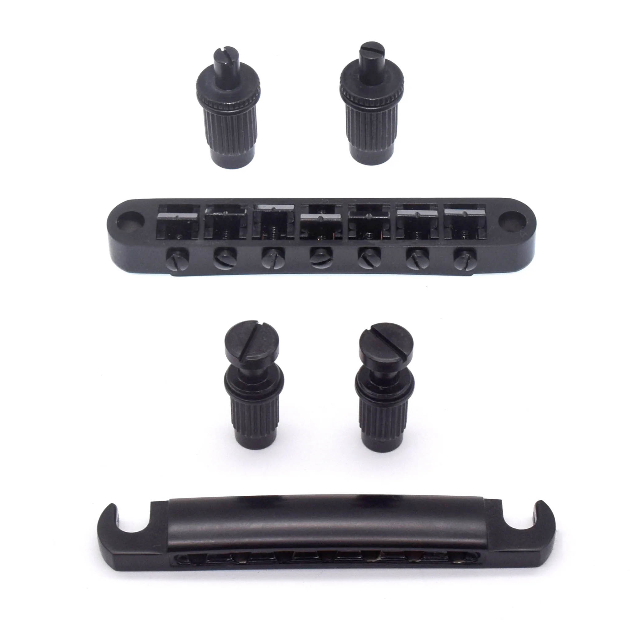 StewMac 7-String Tune-o-matic Steg und Tailpiece, Satin Schwarz