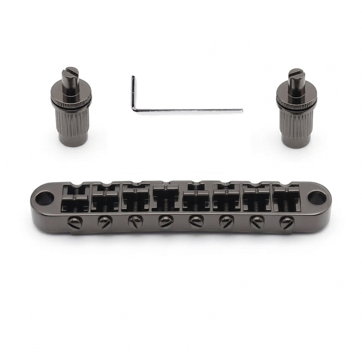 StewMac Tune-O-Matic Steg, 8-String, schwarz, Nickel