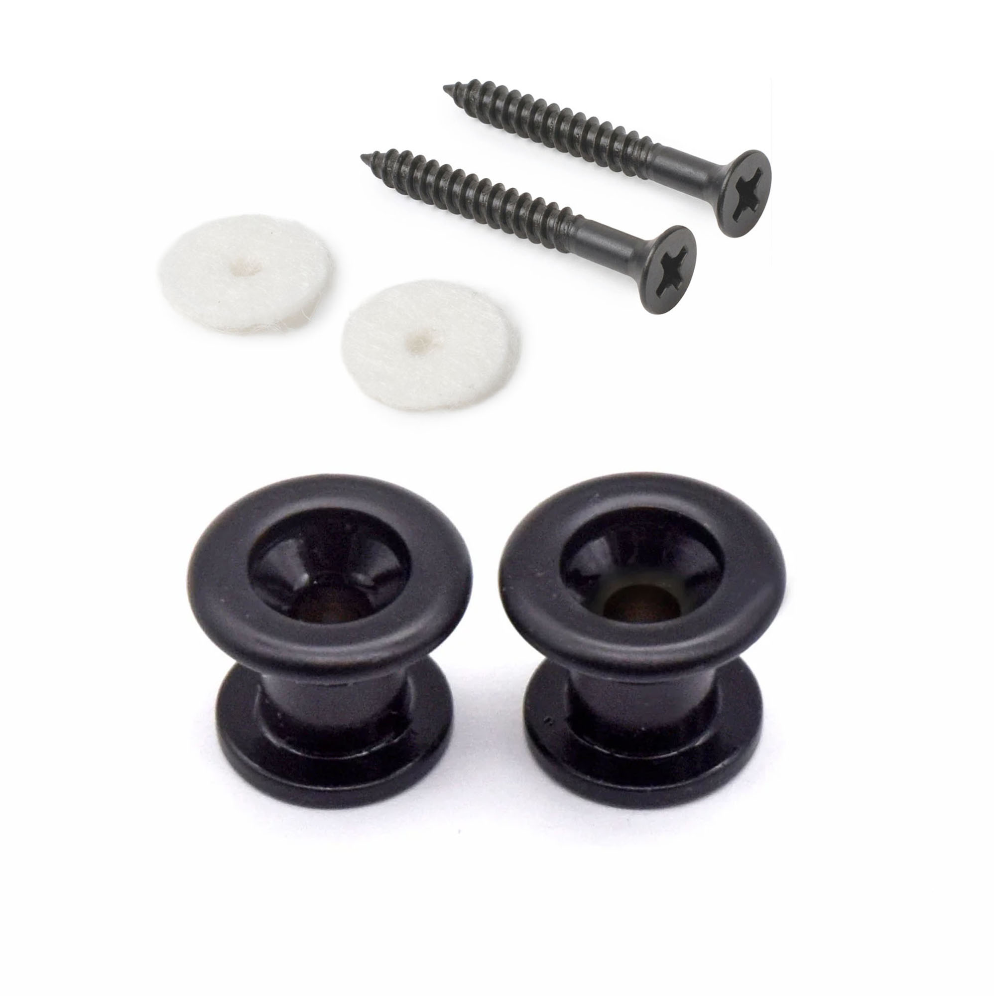 lange StewMac-Riemenknöpfe, schwarz, 2er-Set