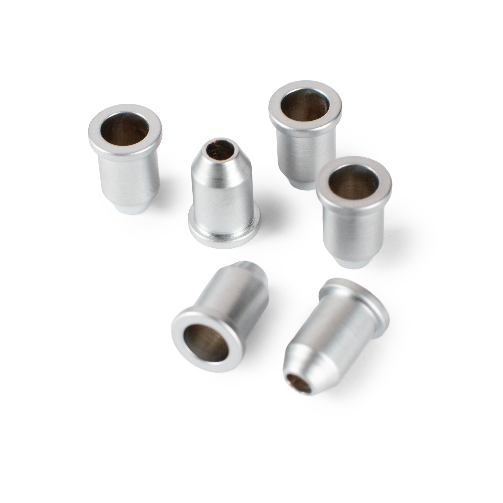 StewMac Guitar Saite-Through Bullet Ferrules, Satin Chrome, 6er-Set