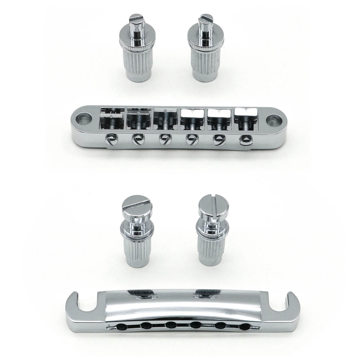 StewMac Tune-o-matic Steg und Tailpiece, Chrom