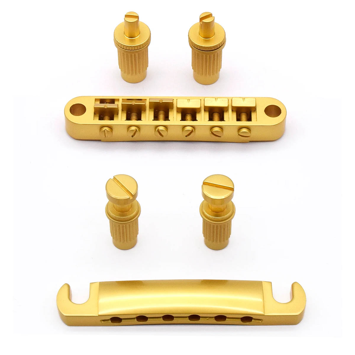 StewMac Tune-o-matic Steg und Tailpiece, Satin Gold