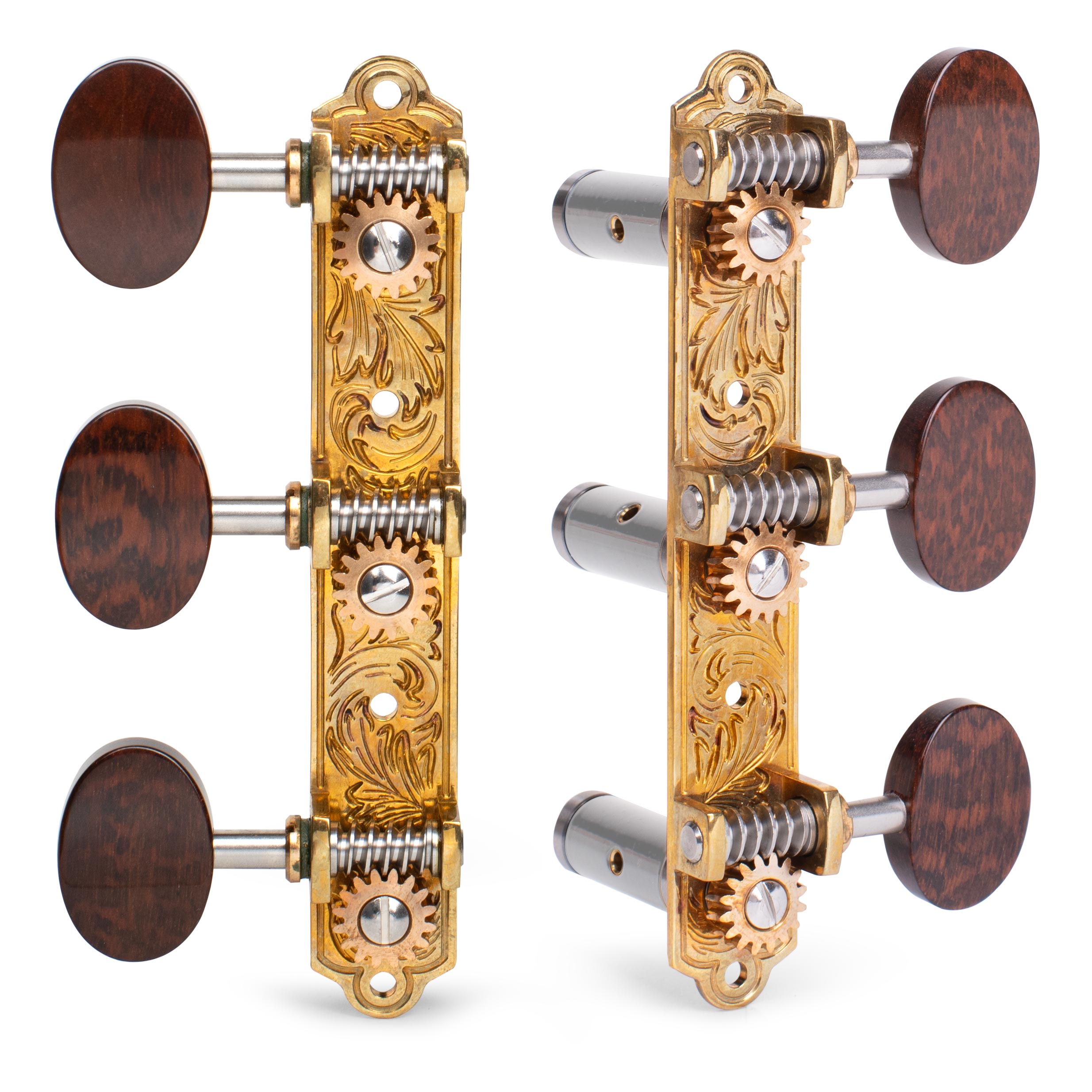 LIMITED EDITION Klassische Sloane-Tuner mit Aluminiumrollen, Blatt-Grundplatte, Schlangenknöpfen