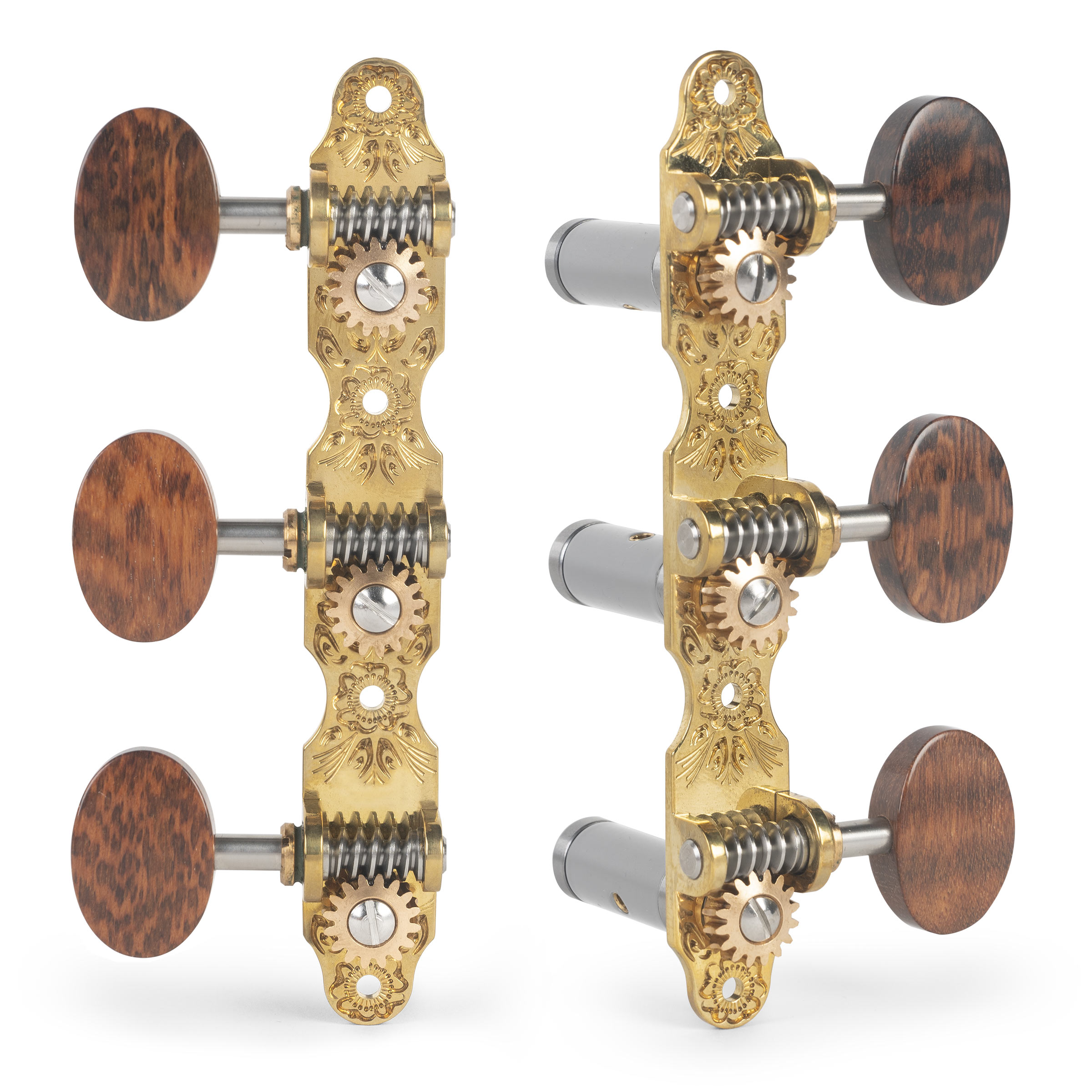 LIMITED EDITION Klassische Sloane-Tuner mit Aluminiumrollen, Blumen-Grundplatte, Schlangenknöpfen