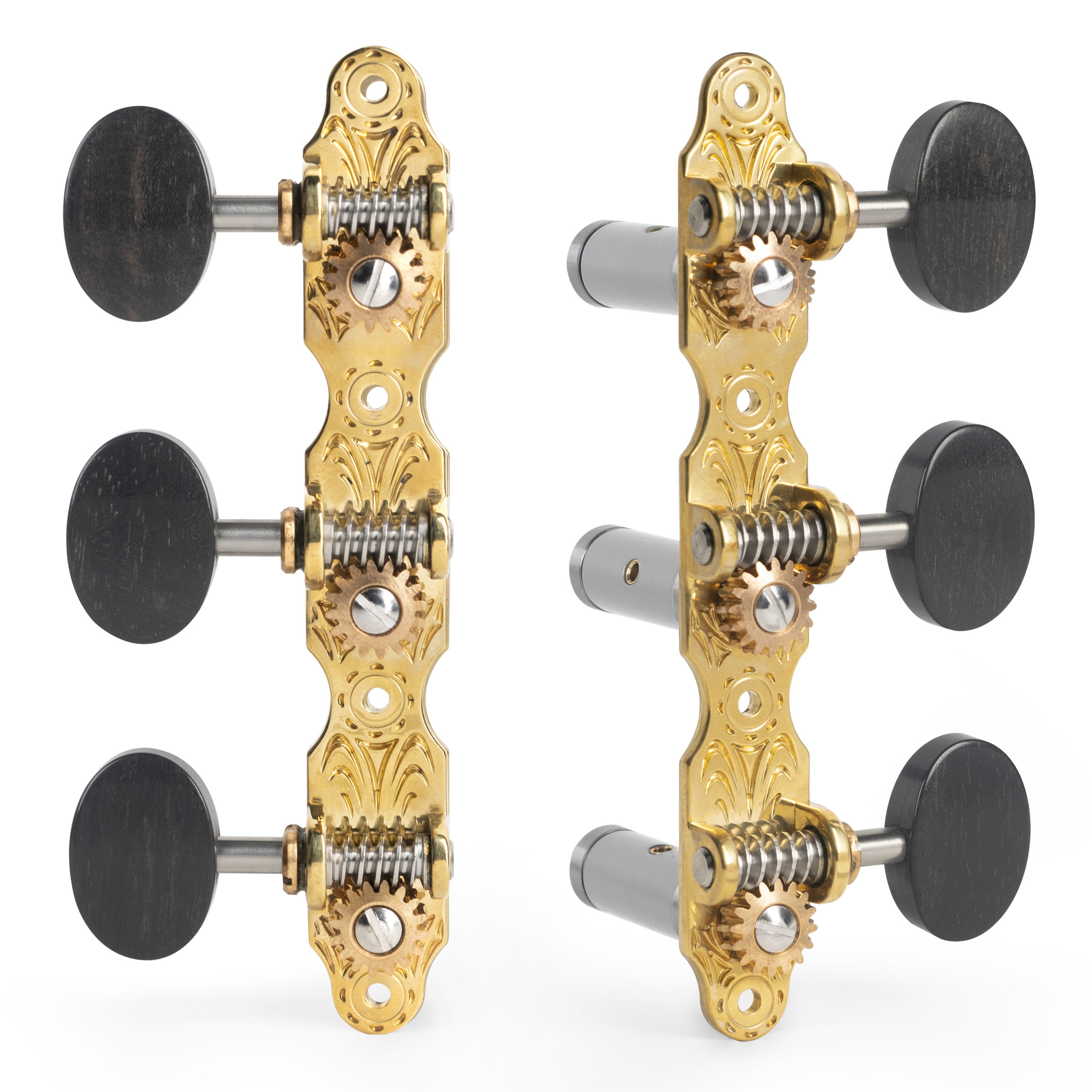 LIMITED EDITION Klassische Sloane-Tuner mit Aluminiumrollen, Deco-Grundplatte, knöchernen Knöpfen