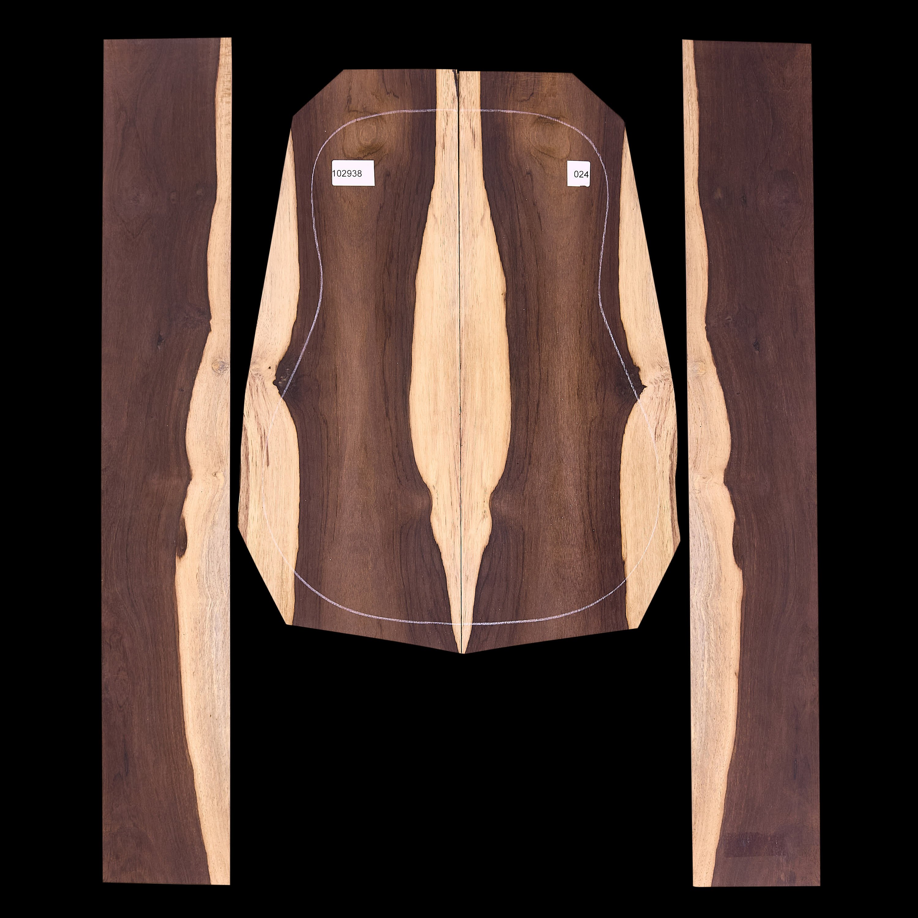 Brasilianisches Set aus Rosenholz hinten und Seite – 024 Brasilianisches Set aus Rosenholz hinten und Seite – 024