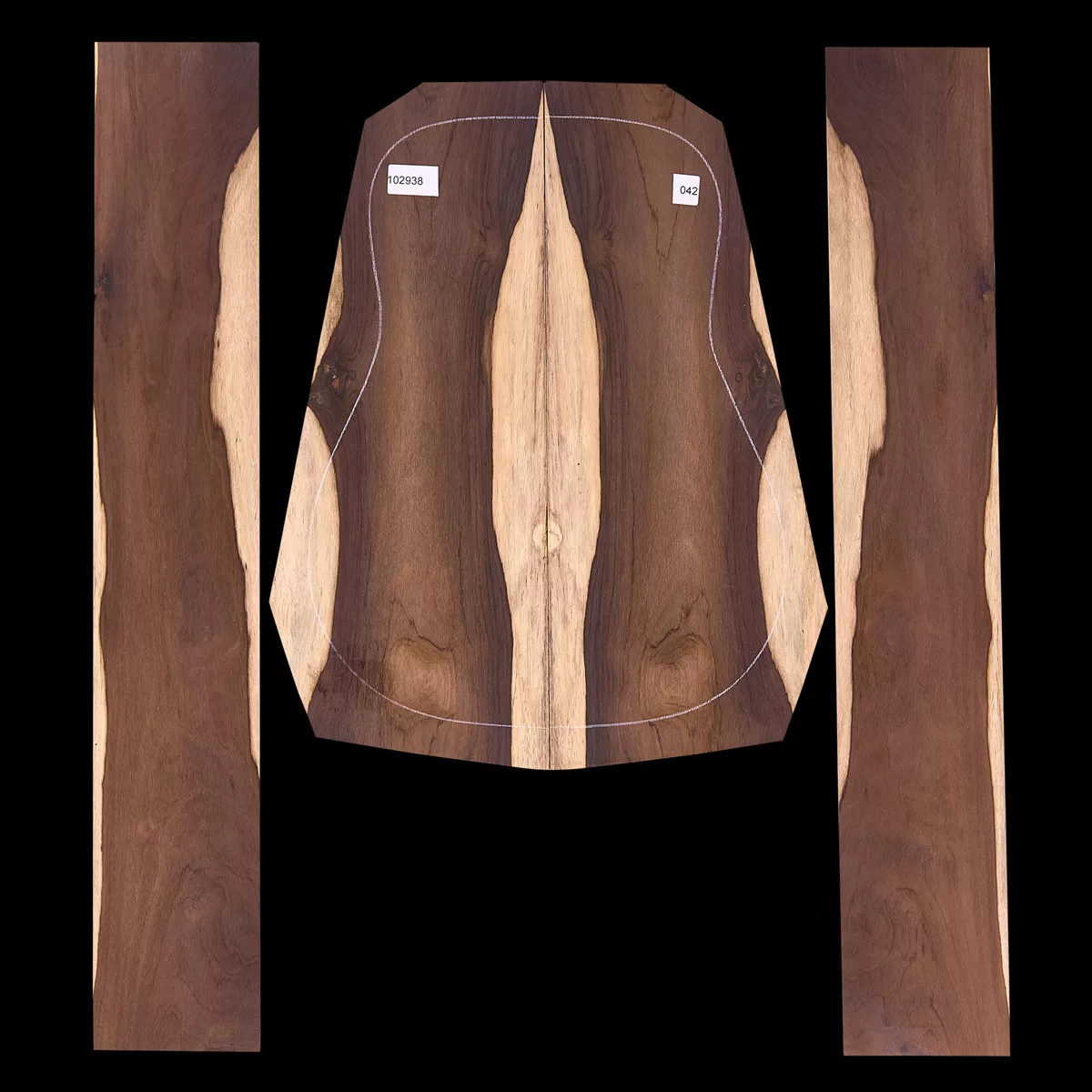 Brasilianisches Set aus Rosenholz hinten und Seite – 042 Brasilianisches Set aus Rosenholz hinten und Seite – 042