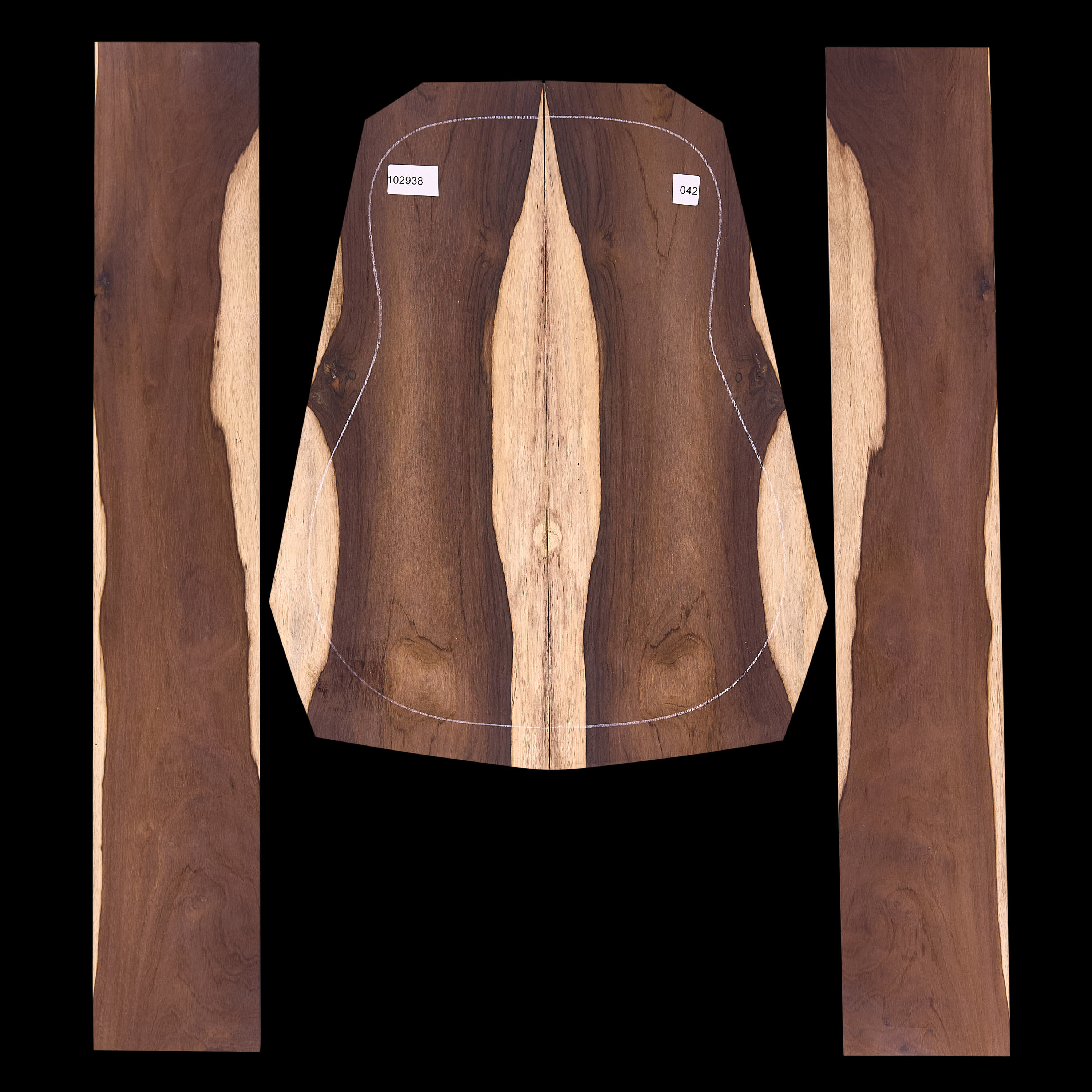 Brasilianisches Set aus Rosenholz hinten und Seite – 042 Brasilianisches Set aus Rosenholz hinten und Seite – 042