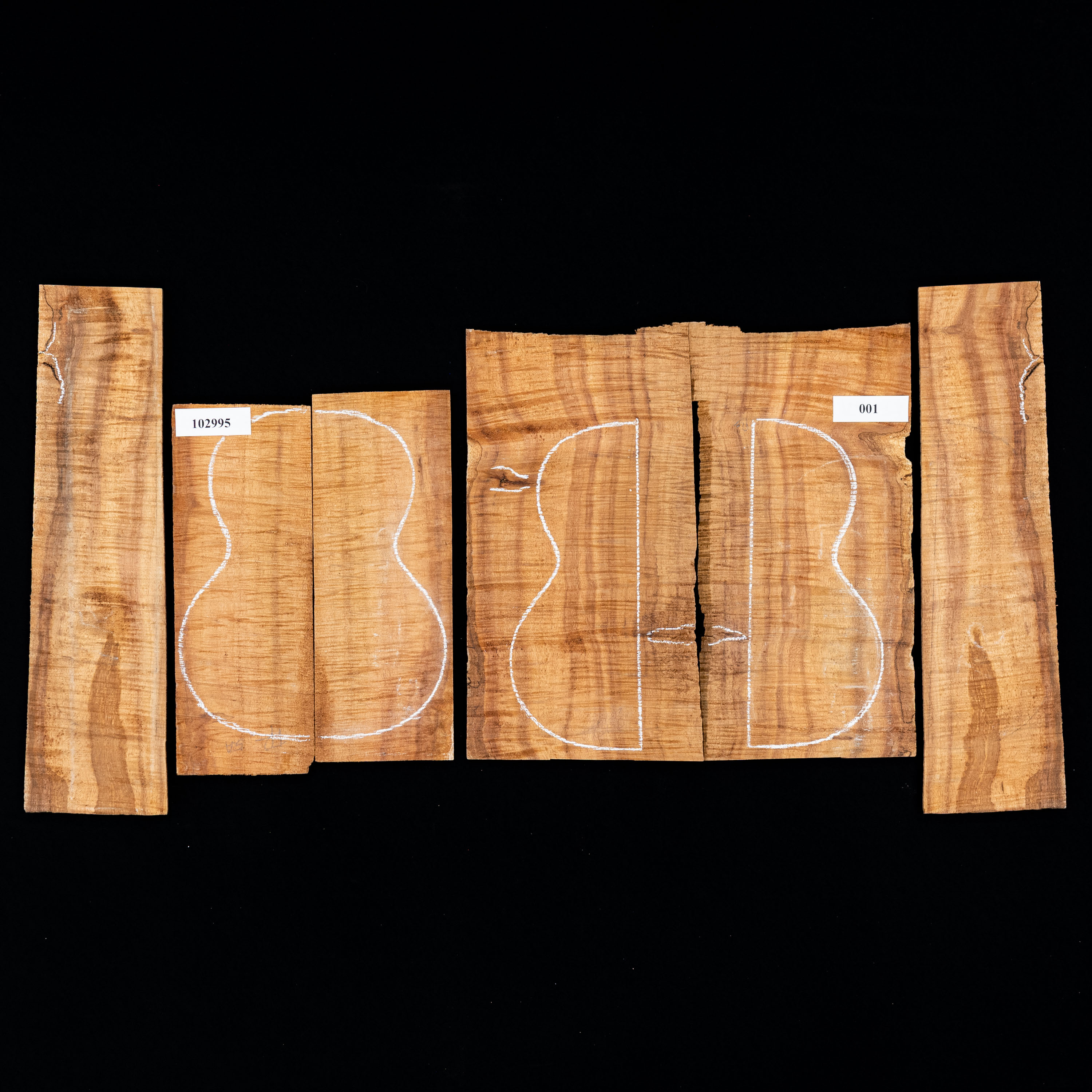 Hochlammiges Koa Top + Rücken + Seiten-Set für Tenor Ukulele - 001 Hochlammiges Koa Top + Rücken + Seiten-Set für Tenor Ukulele - 001