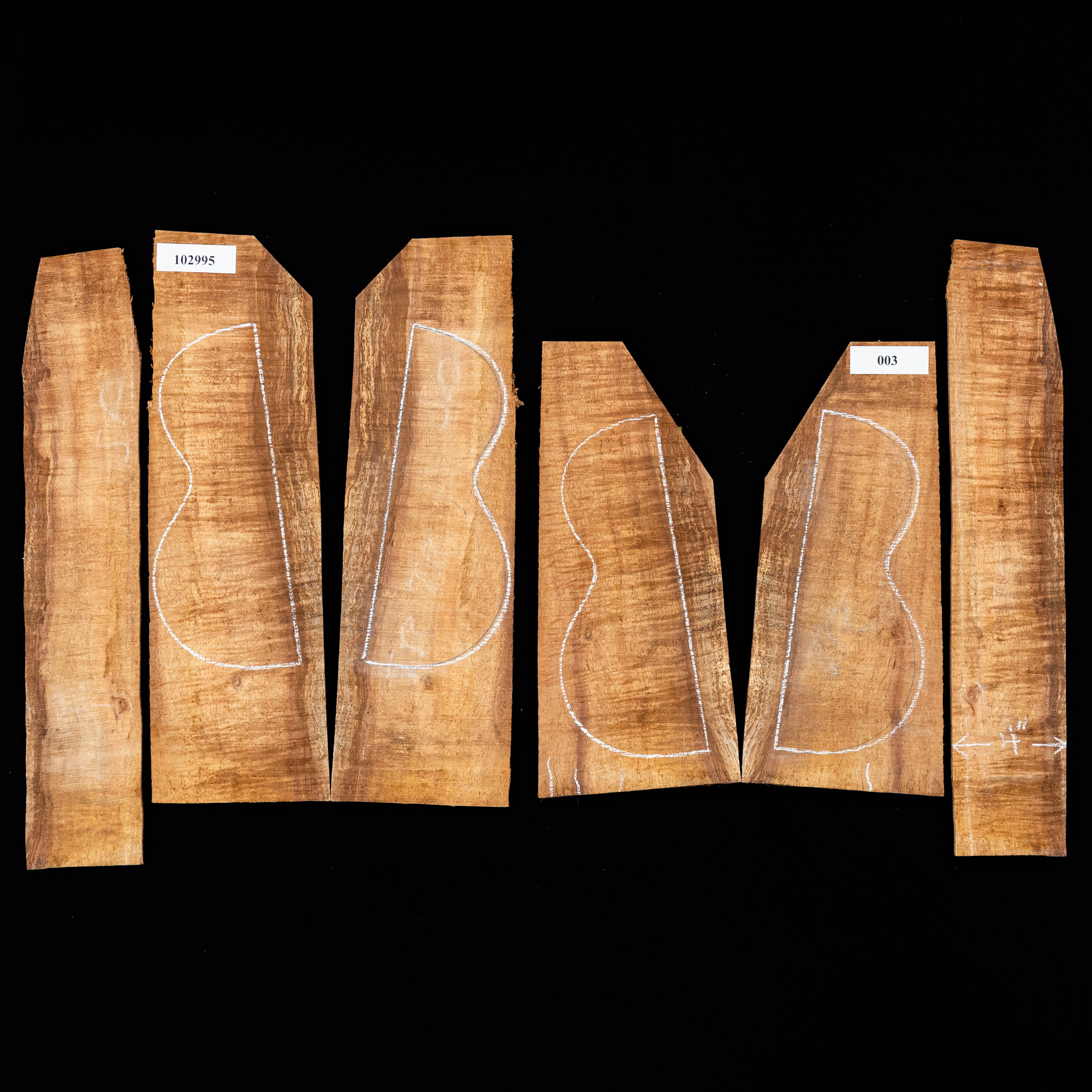 Hochlammiges Koa Top + Rücken + Zargen-Set für Tenor Ukulele - 003 Hochlammiges Koa Top + Rücken + Zargen-Set für Tenor Ukulele - 003