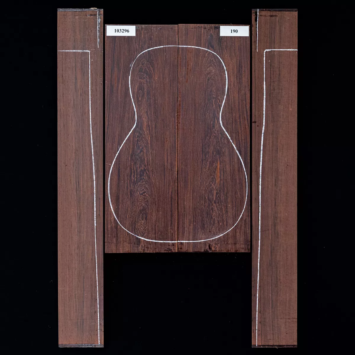 Madagaskar Rosenholz Rücken- und Seitenset – 190 Madagaskar Rosenholz Rücken- und Seitenset – 190