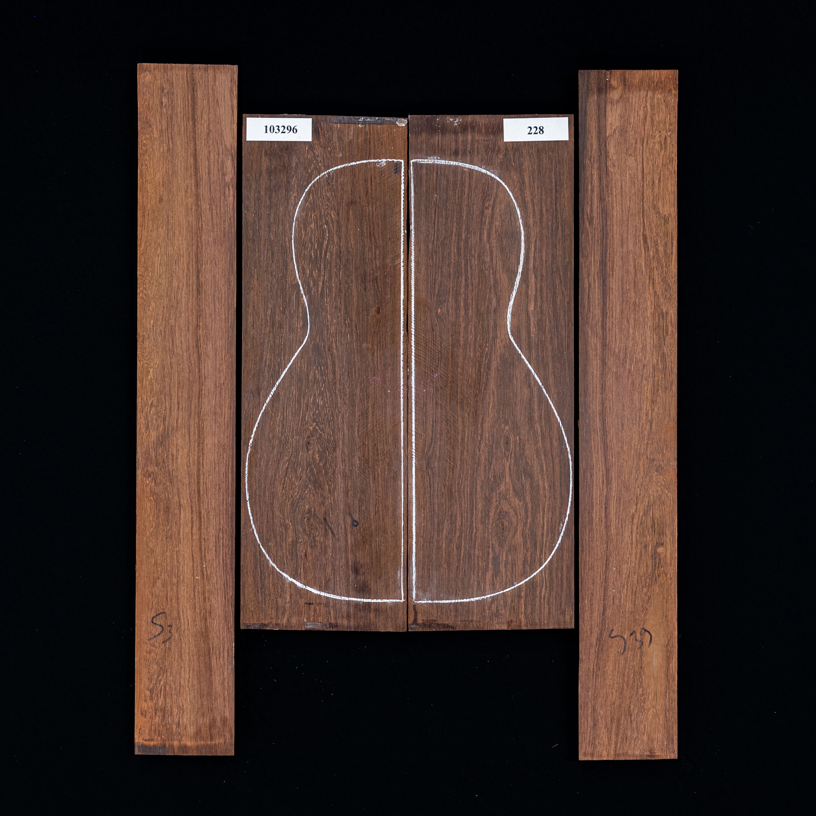 Madagaskar Palisander Rücken- und Zargen-Set – 228 Madagaskar Palisander Rücken- und Zargen-Set – 228