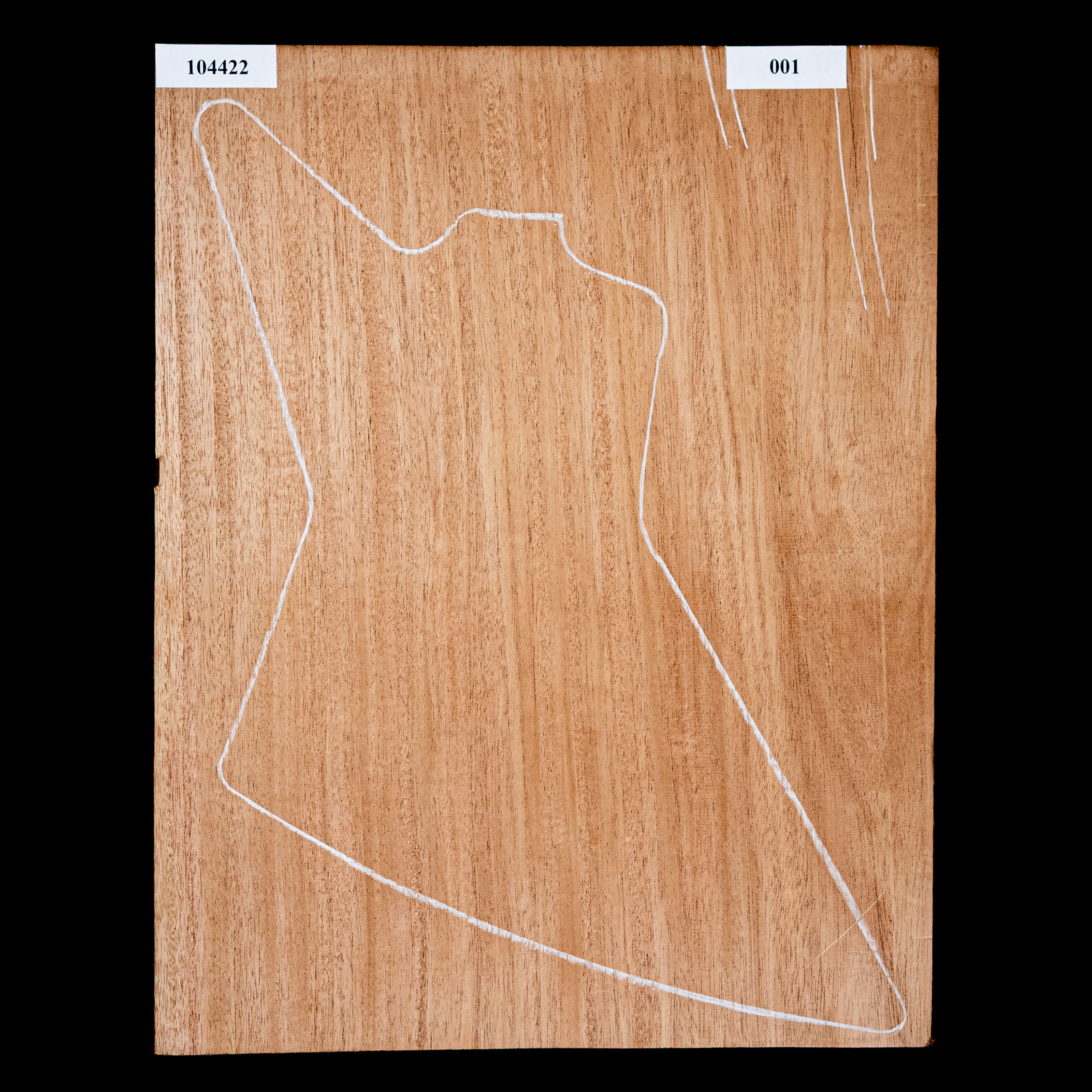 Abgebildeter afrikanischer Mahagoni-Body Blank, 1-Piece (10,8 lb) - 001 Abgebildeter afrikanischer Mahagoni-Body Blank, 1-Piece (10,8 lb) - 001