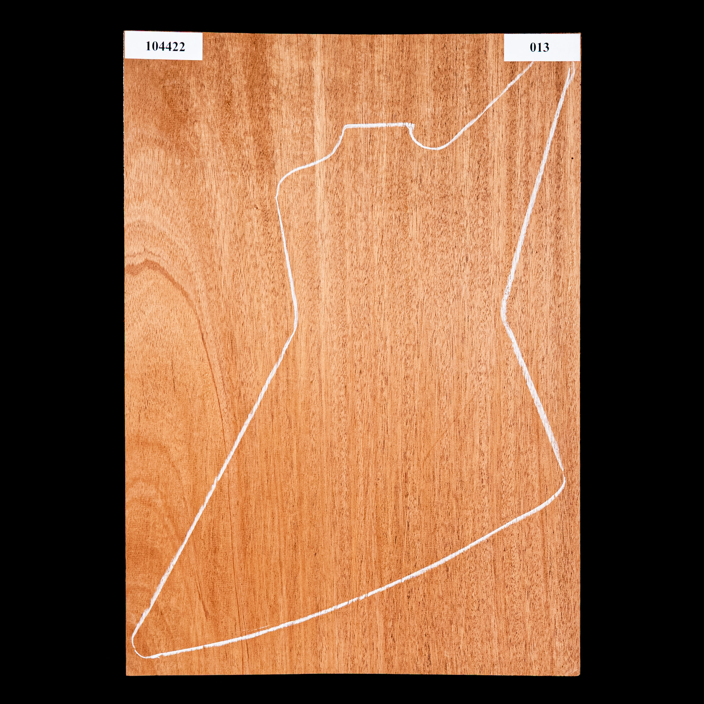 Abgebildeter afrikanischer Mahagoni-Body Blank, 1-Piece (12 lb) - 013 Abgebildeter afrikanischer Mahagoni-Body Blank, 1-Piece (12 lb) - 013