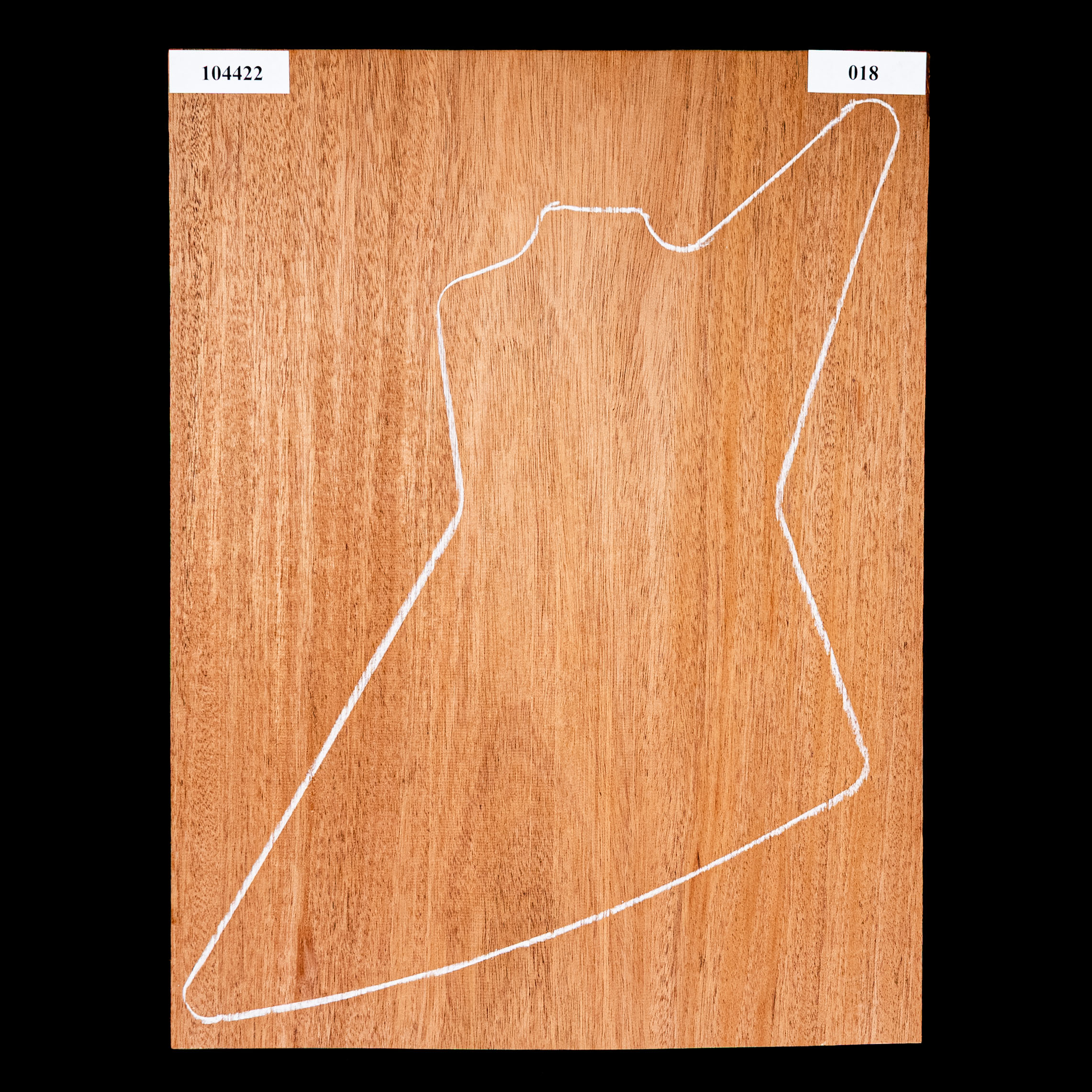 Abgebildeter afrikanischer Mahagoni-Body Blank, 1-Piece (12,4 lb) - 018 Abgebildeter afrikanischer Mahagoni-Body Blank, 1-Piece (12,4 lb) - 018