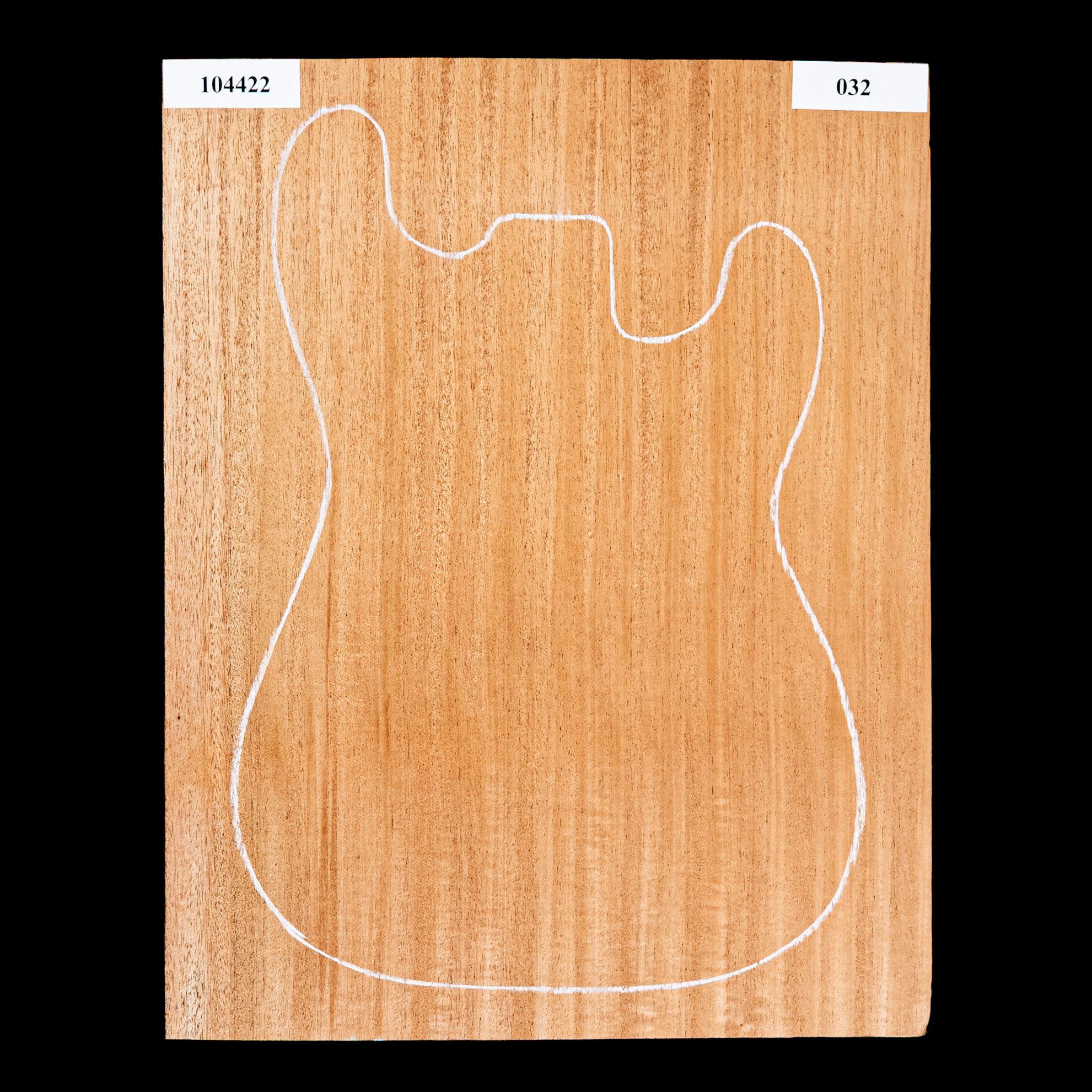 Abgebildeter afrikanischer Mahagoni-Body Blank, 1-Piece (8,8 lb) - 032 Abgebildeter afrikanischer Mahagoni-Body Blank, 1-Piece (8,8 lb) - 032