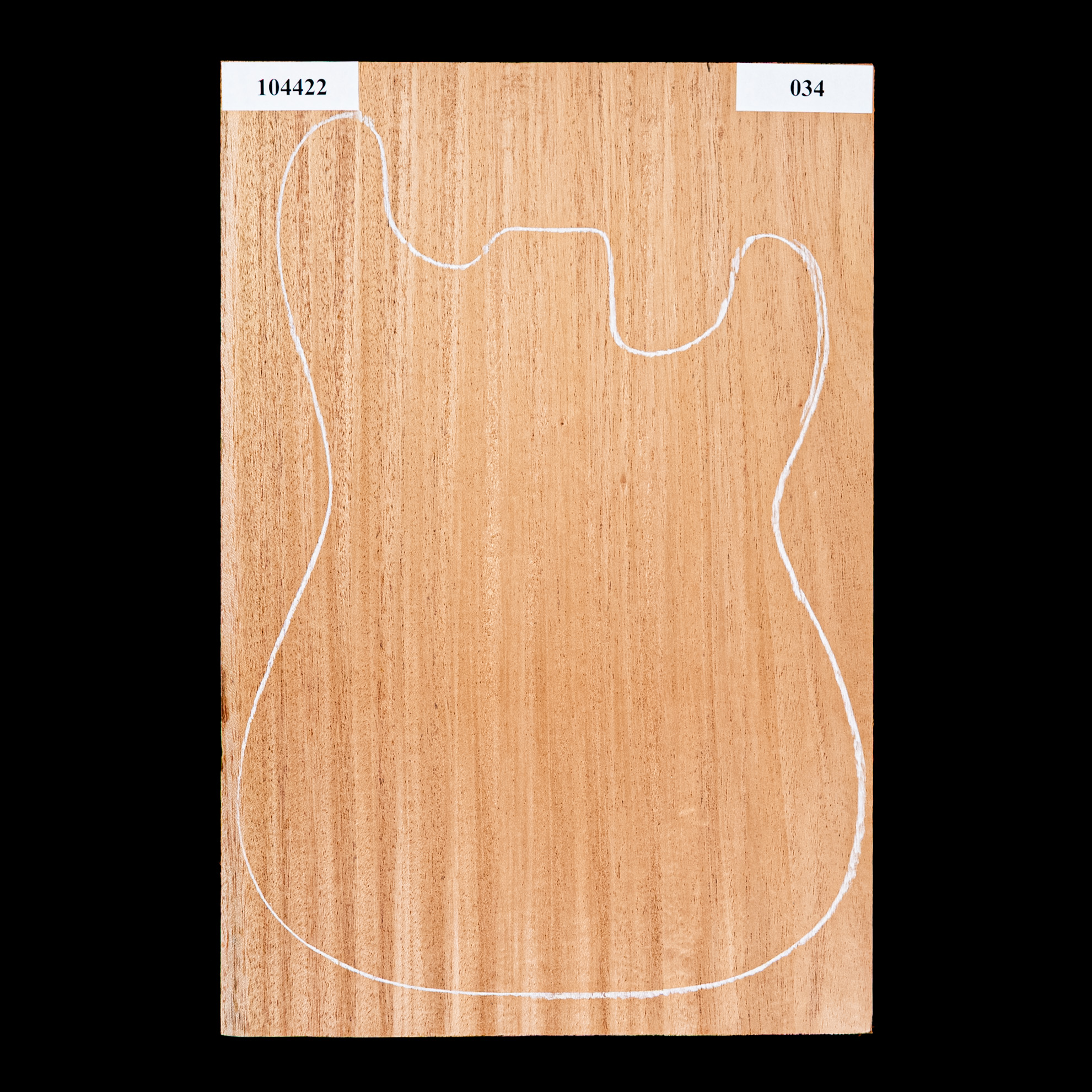 Abgebildeter afrikanischer Mahagoni-Body Blank, 1-Piece (7,3 lb) - 034 Abgebildeter afrikanischer Mahagoni-Body Blank, 1-Piece (7,3 lb) - 034