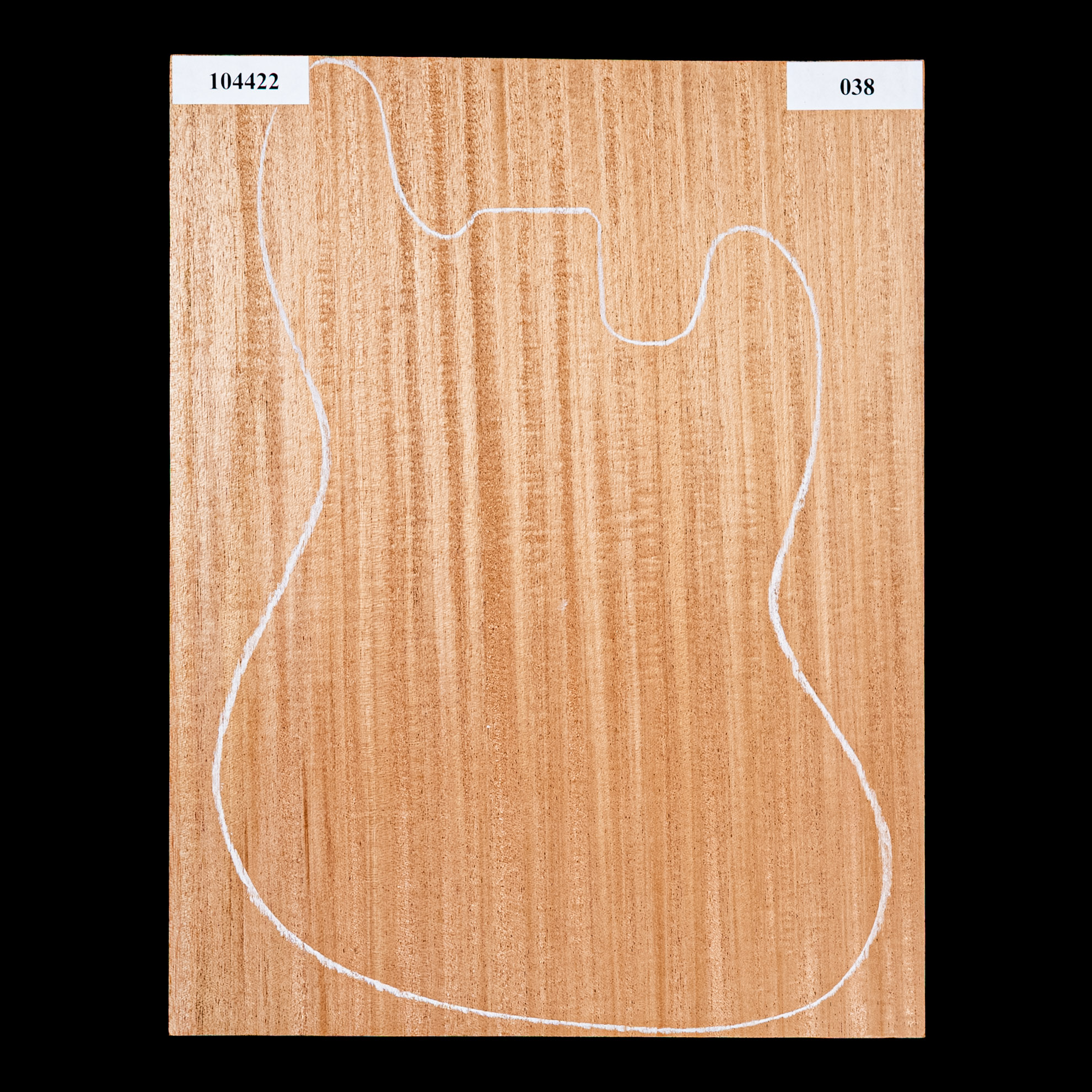 Abgebildeter afrikanischer Mahagoni-Body Blank, 1-Piece (8,2 lb) - 038 Abgebildeter afrikanischer Mahagoni-Body Blank, 1-Piece (8,2 lb) - 038