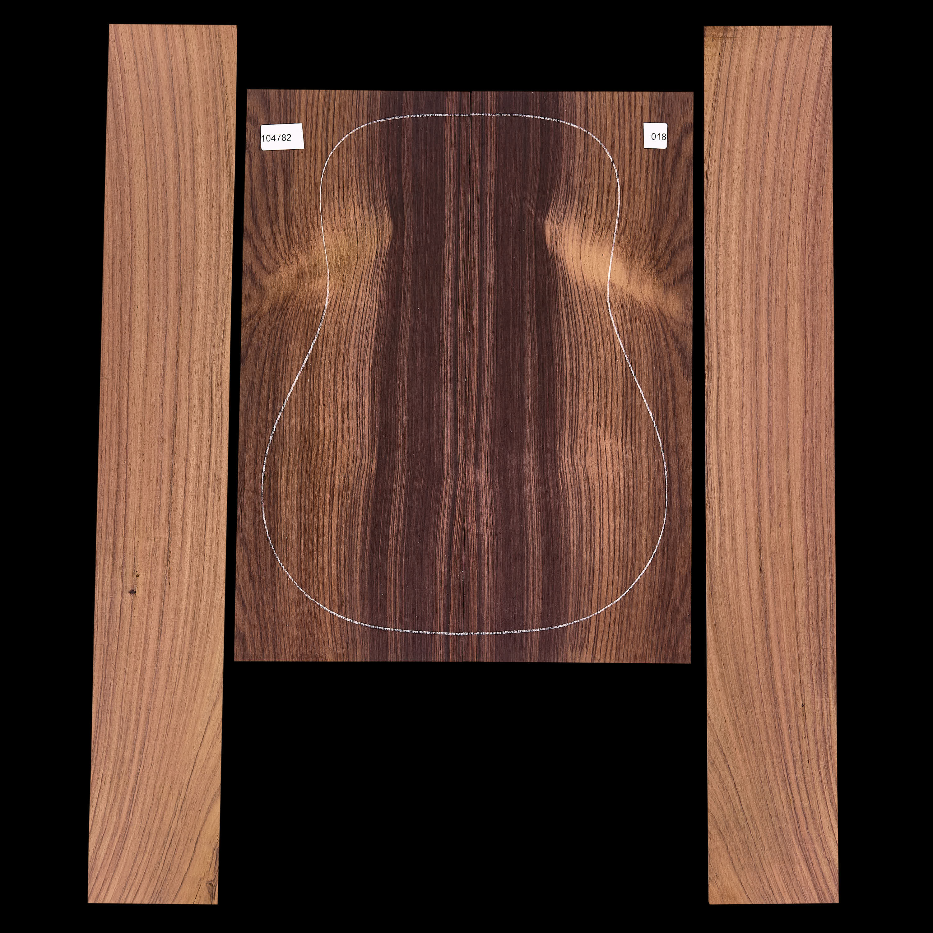 Exotisches indisches Palisander hinten + Zargen-Set – 018 Exotisches indisches Palisander hinten + Zargen-Set – 018