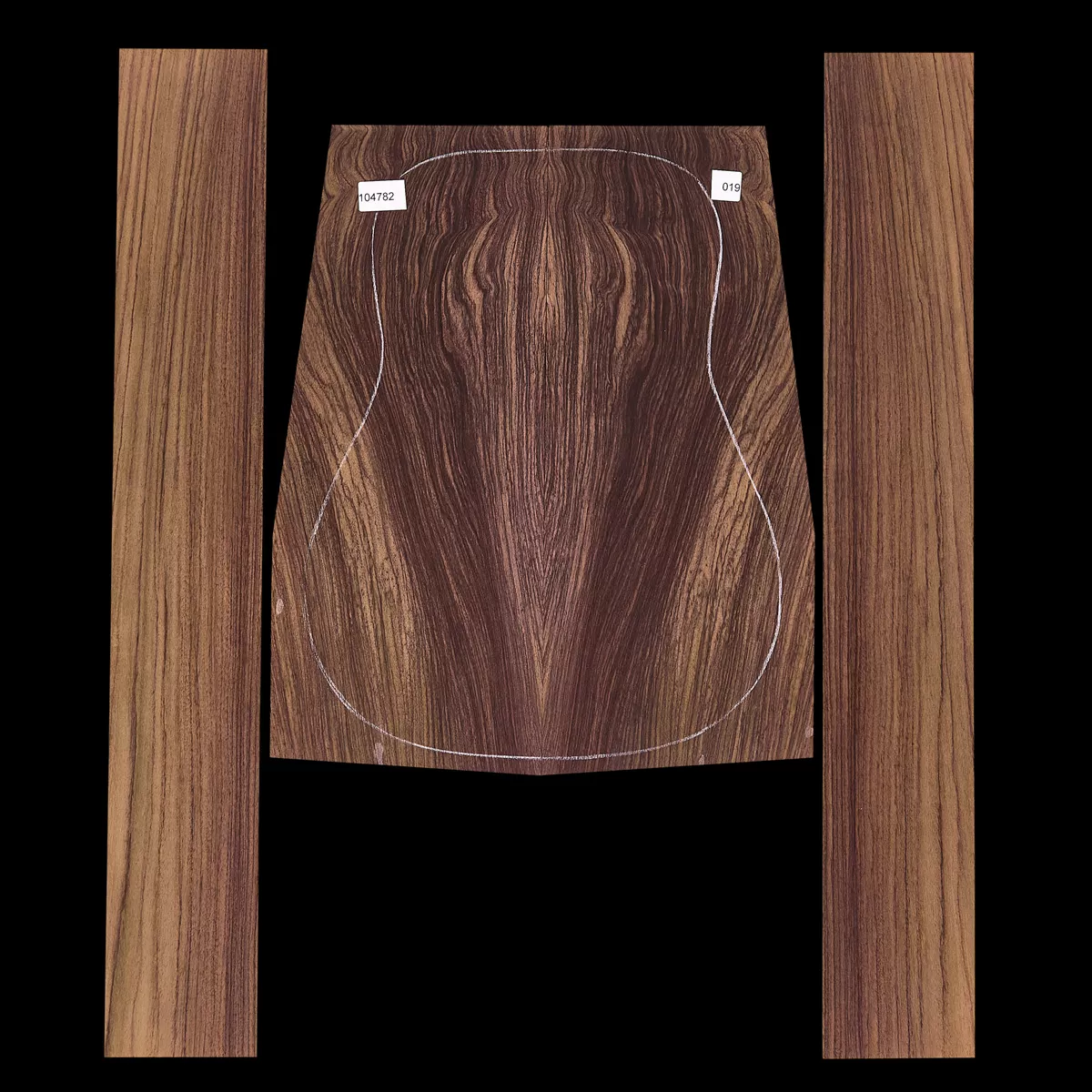 Exotisches indisches Palisander hinten + Zargen-Set – 019 Exotisches indisches Palisander hinten + Zargen-Set – 019