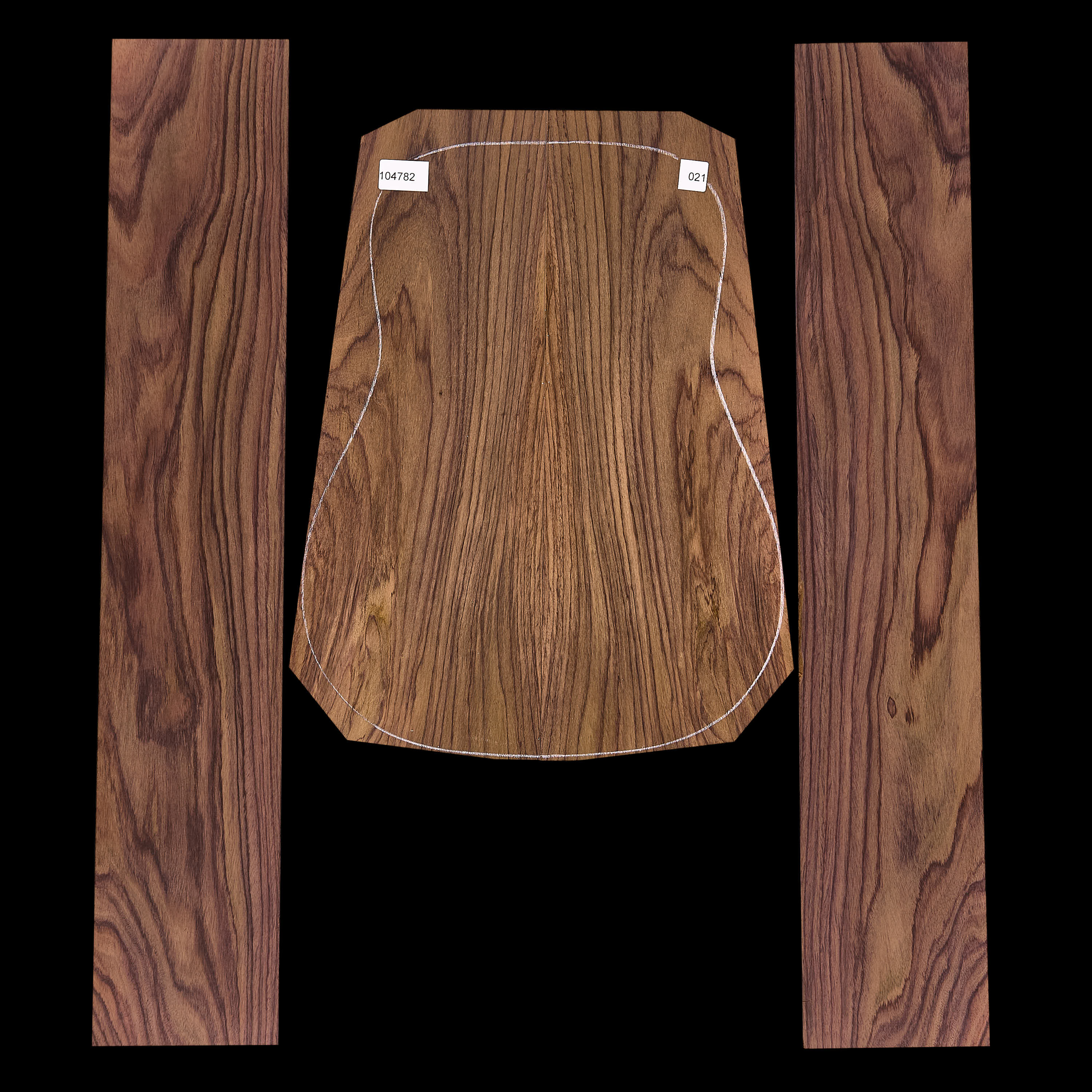 Exotisches indisches Palisander hinten + Zargen-Set – 021 Exotisches indisches Palisander hinten + Zargen-Set – 021