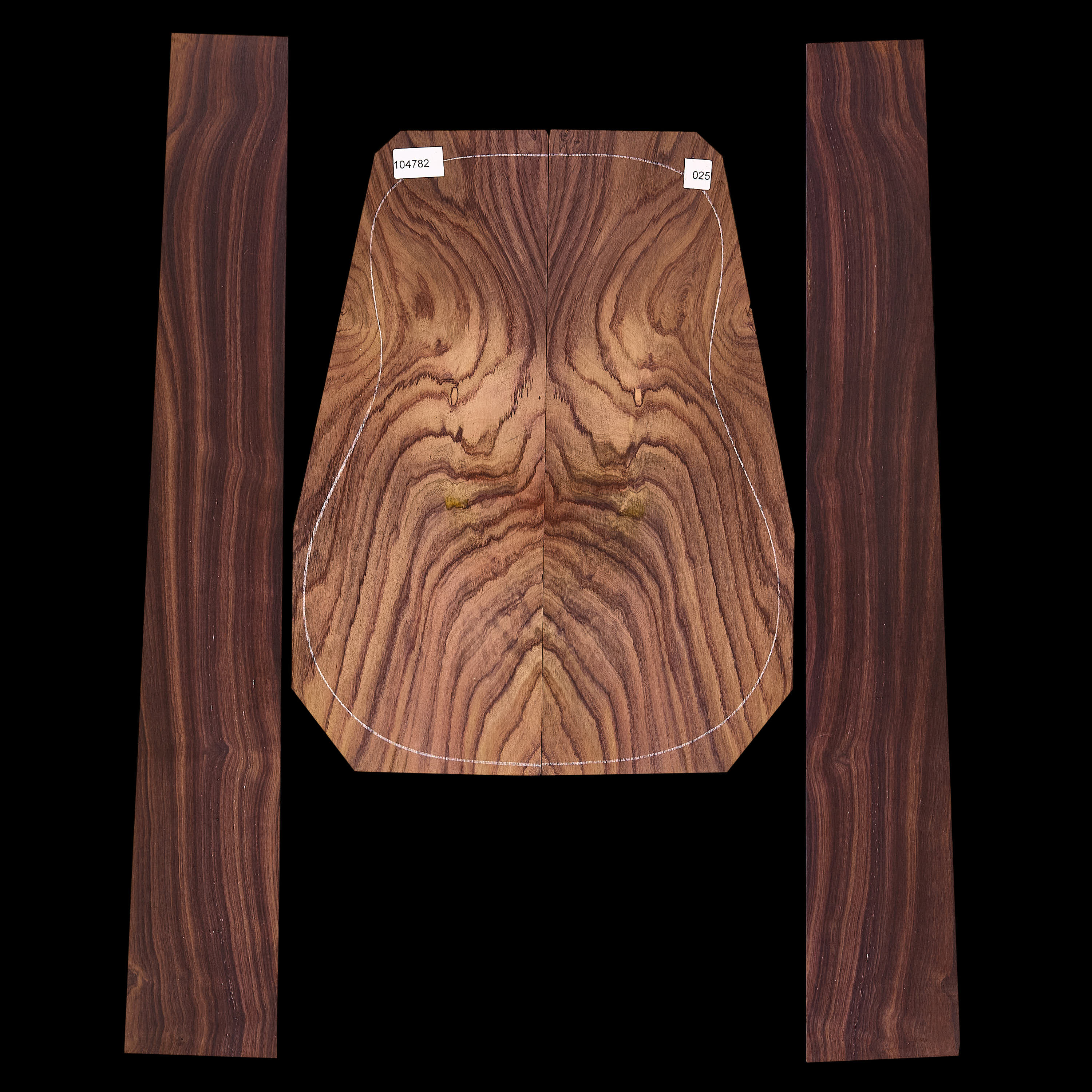 Exotisches indisches Palisander hinten + Zargen-Set – 025