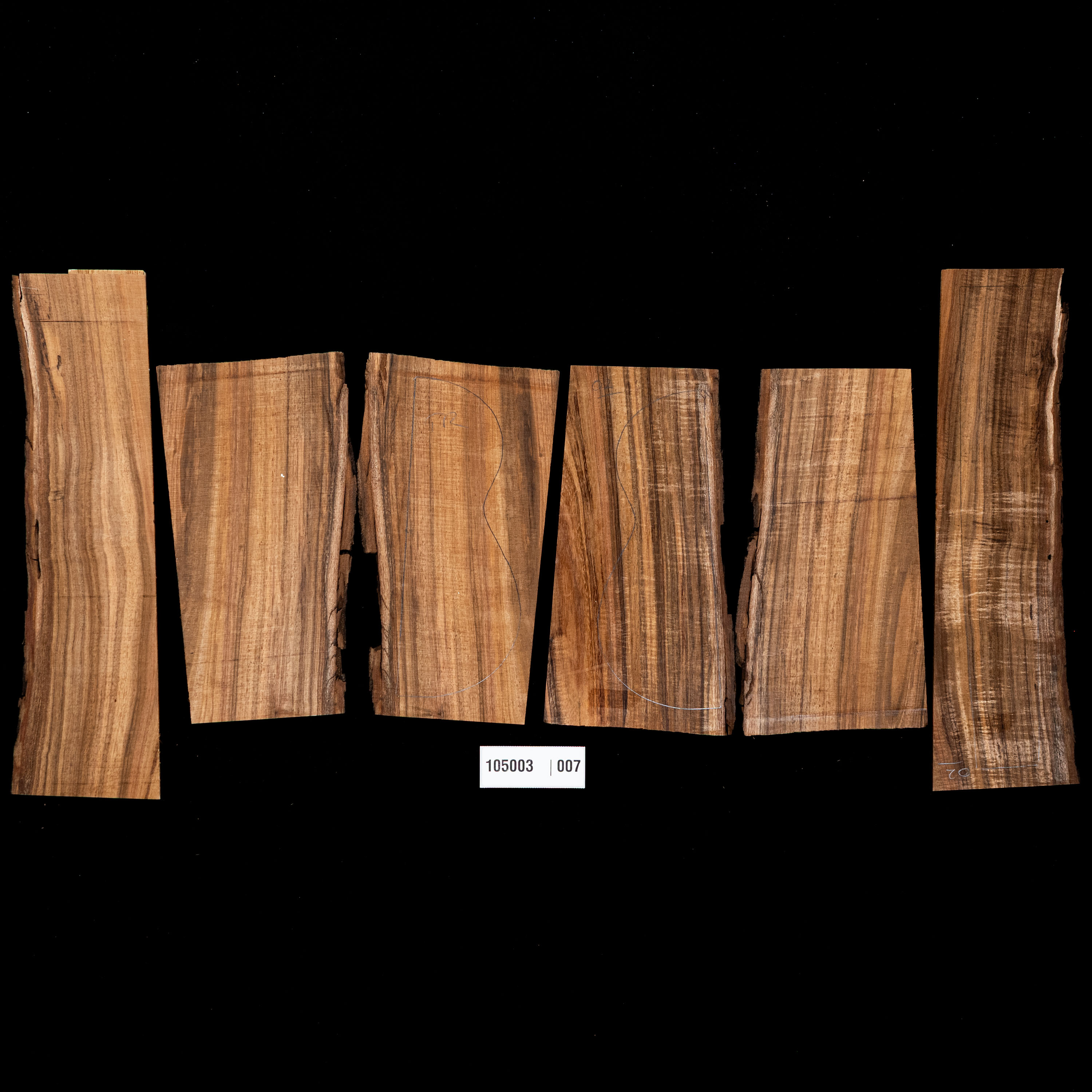 Flame Koa Top + Back + Side Set for Tenor Ukulele - 007