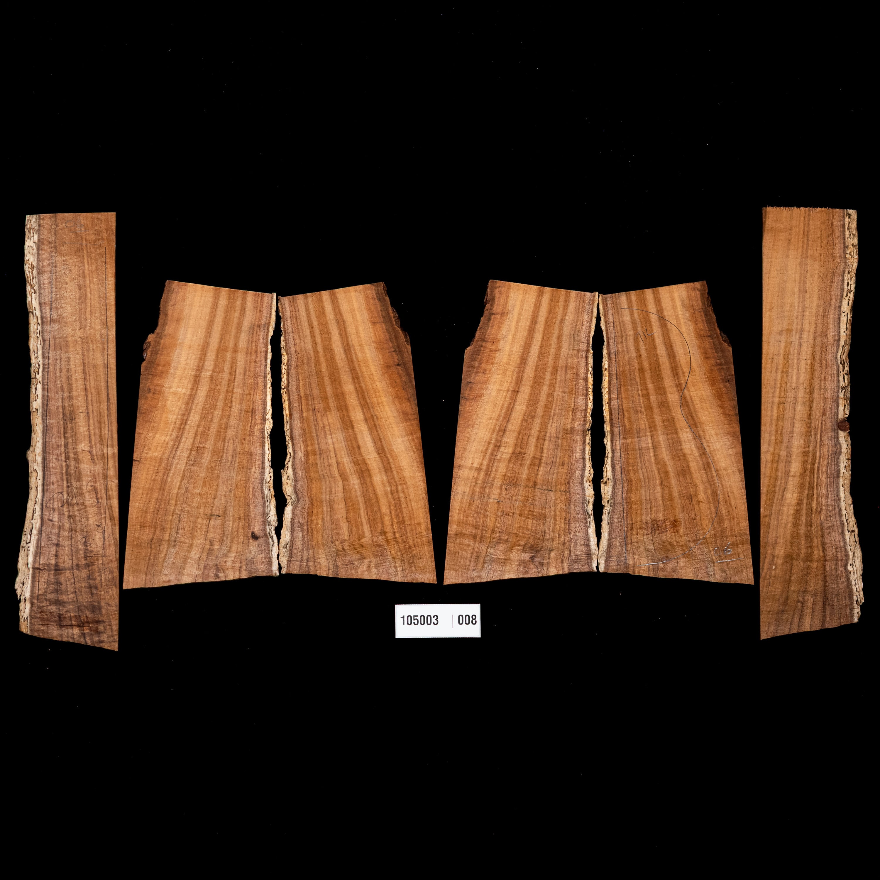 Flame Koa Top + Back + Side Set for Tenor Ukulele - 008