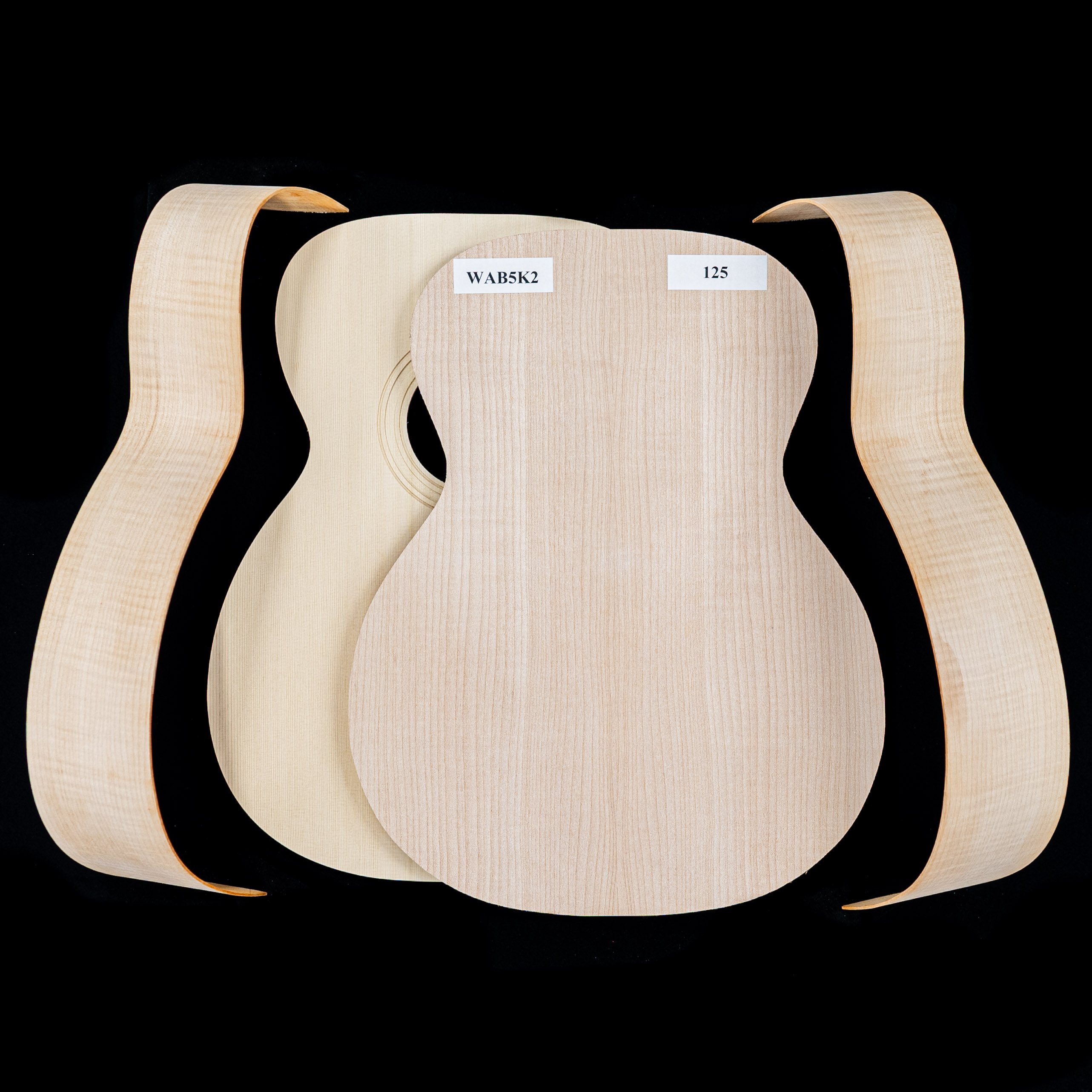 WoodStax Flame Maple OM Gitarren-Bausatz, Hals zum Anschrauben Hals – 125 WoodStax Flame Maple OM Gitarren-Bausatz, Hals zum Anschrauben Hals – 125