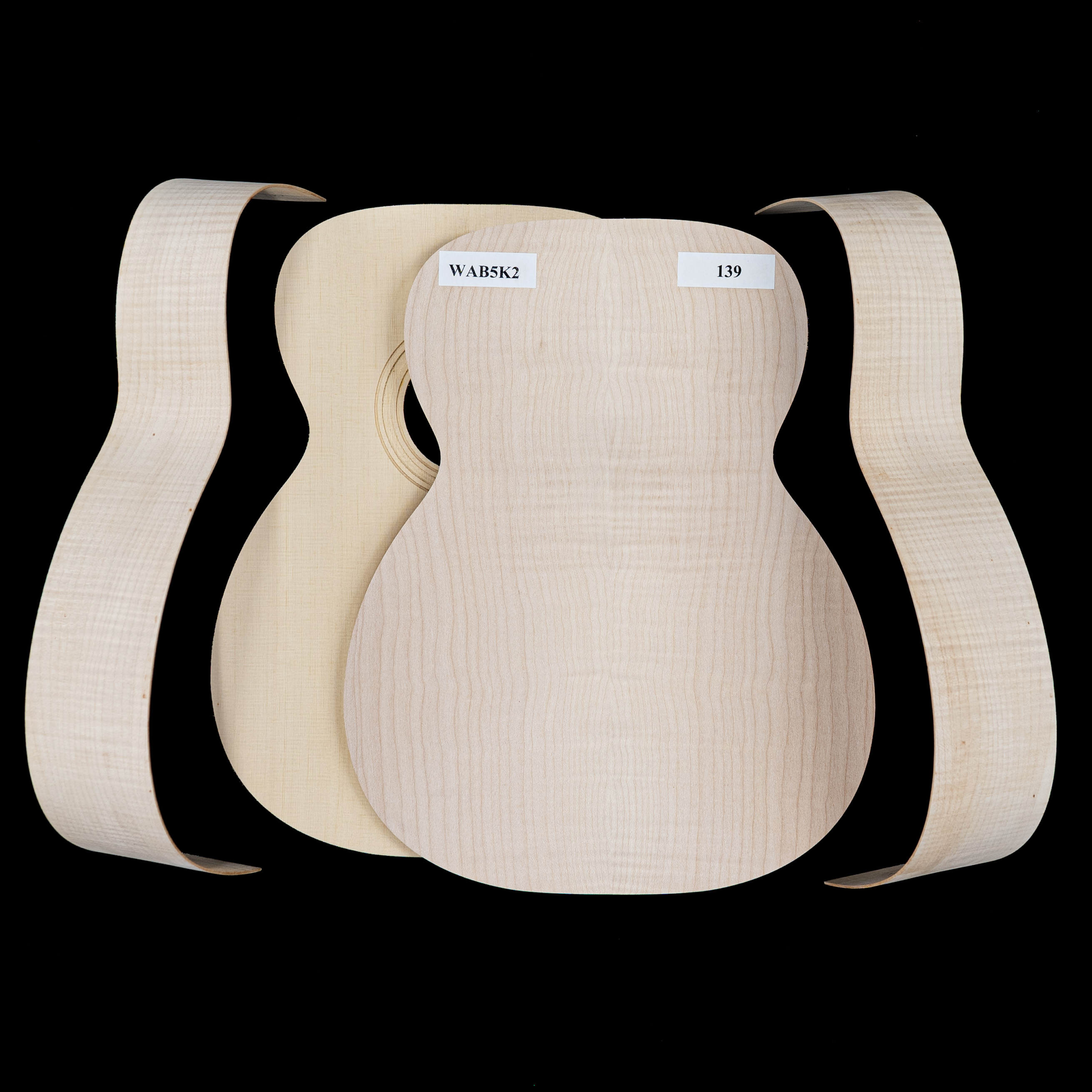 WoodStax Flame Maple OM Gitarren-Bausatz, Hals zum Anschrauben – 139 WoodStax Flame Maple OM Gitarren-Bausatz, Hals zum Anschrauben – 139