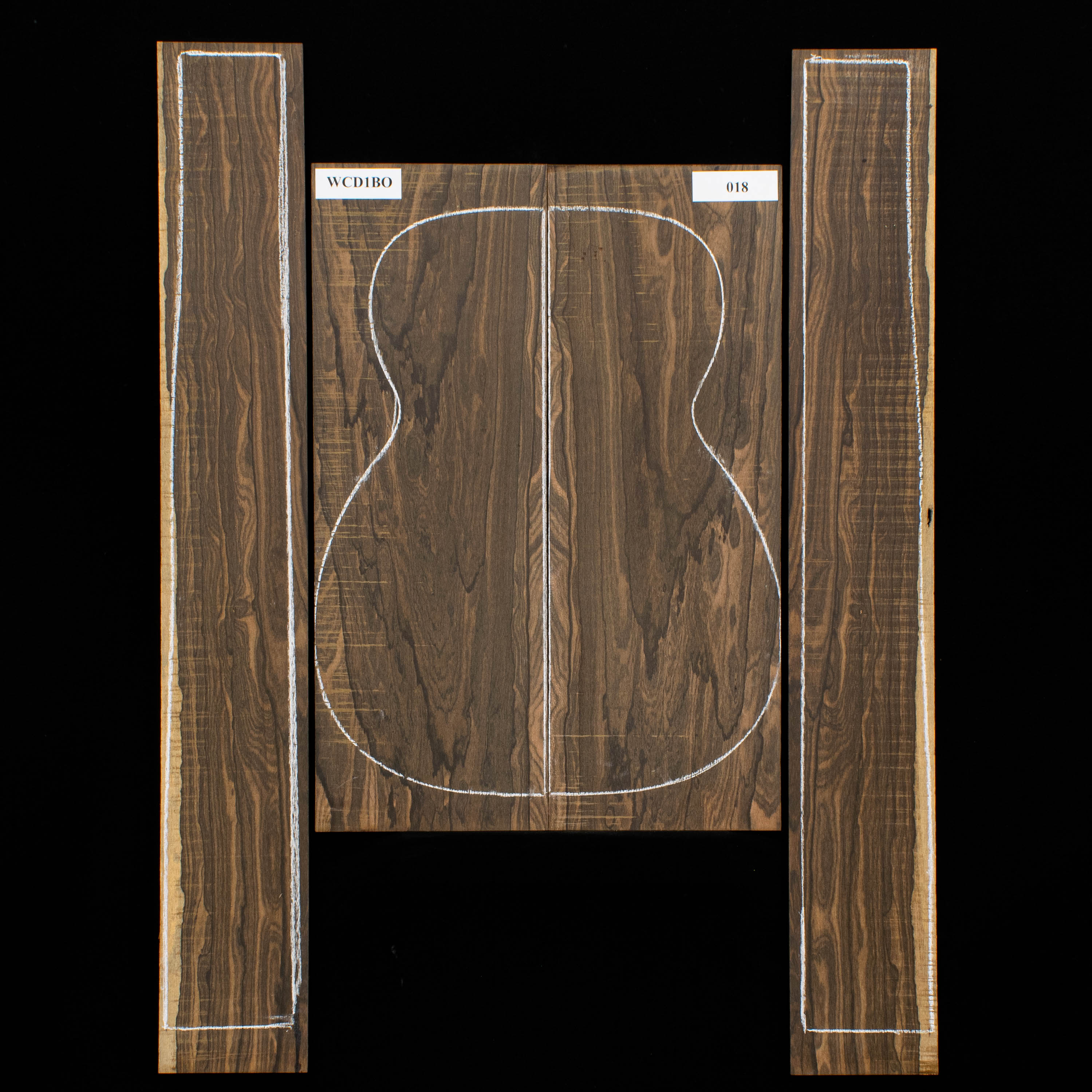 Quartersawn Ziricote Rücken- und Zargen-Set – 018 Quartersawn Ziricote Rücken- und Zargen-Set – 018
