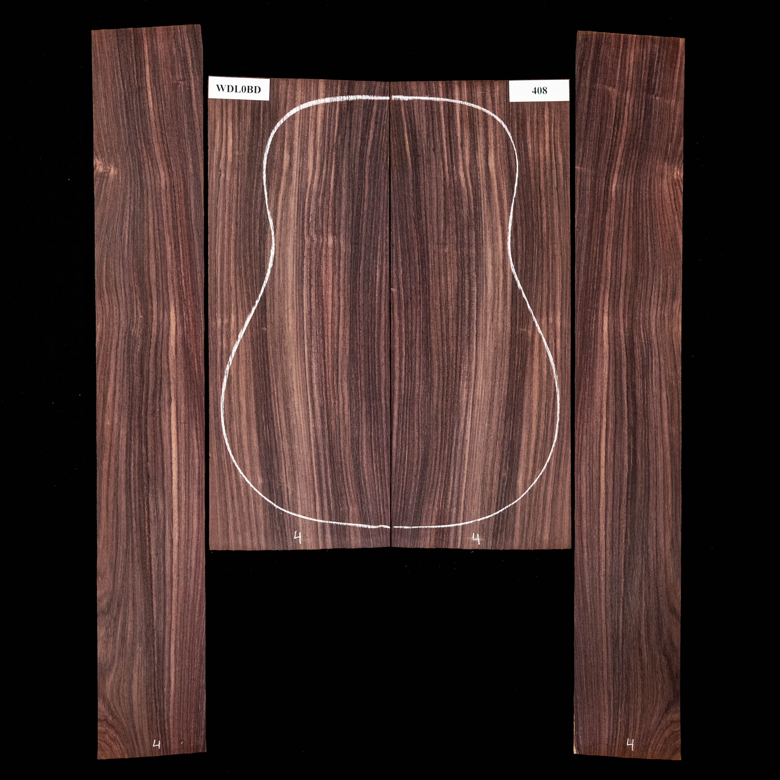 Set mit Boden + Zargen aus Ostindischem Palisander – 408 Set mit Boden + Zargen aus Ostindischem Palisander – 408