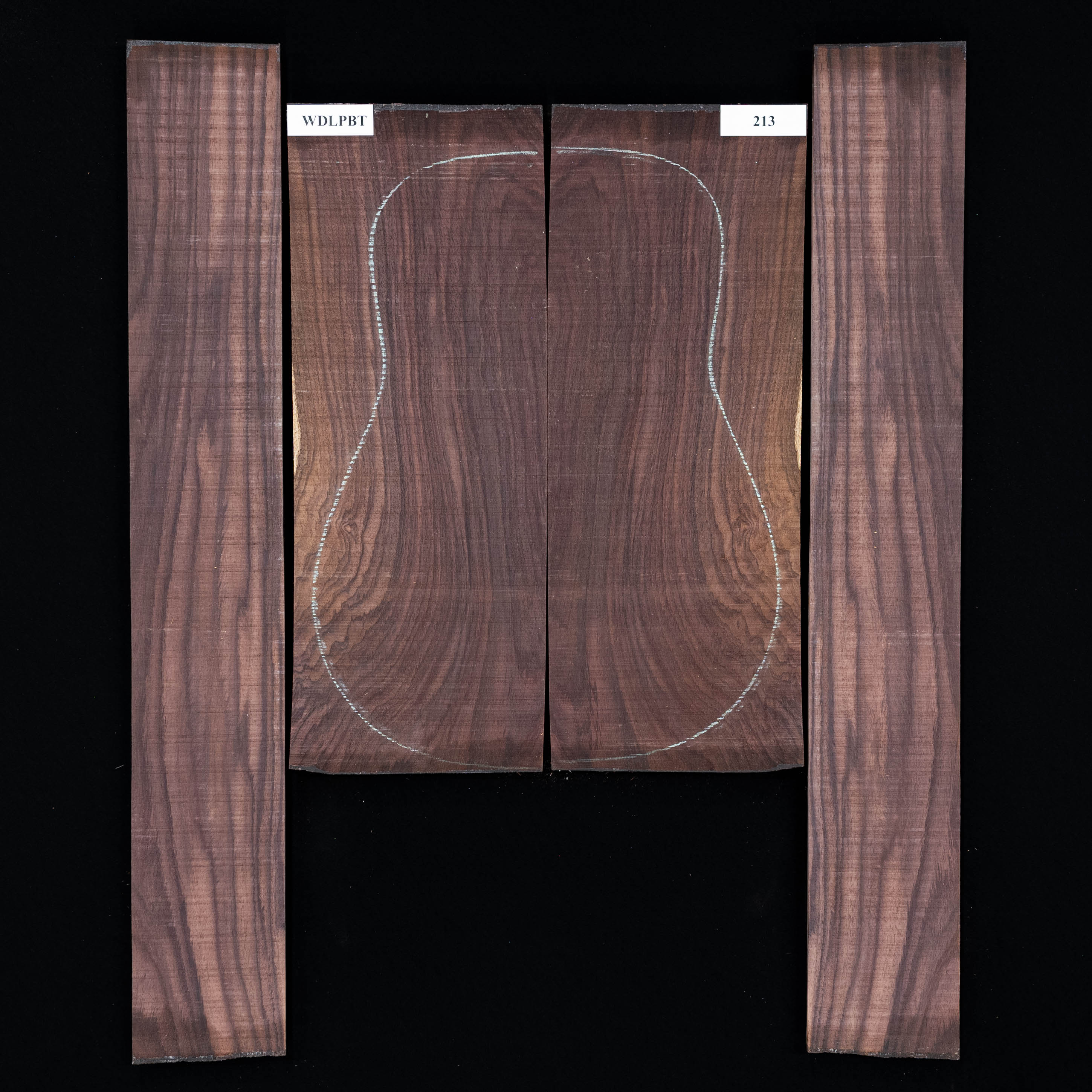 Set mit Boden + Zargen aus Ostindischem Palisander, Wild Grain – 213 Set mit Boden + Zargen aus Ostindischem Palisander, Wild Grain – 213
