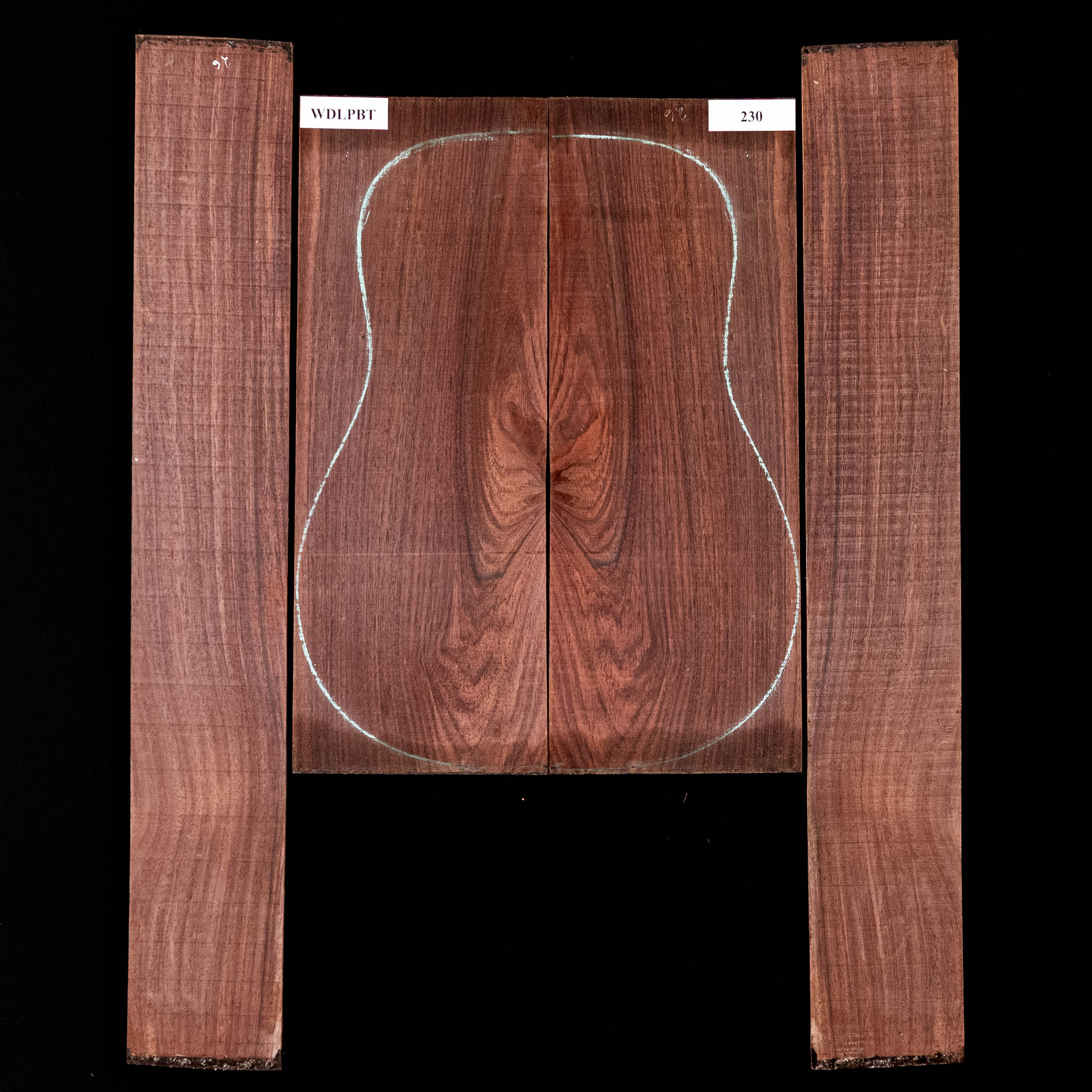 Set mit Boden + Zargen aus Ostindischem Palisander, Wild Grain – 230 Set mit Boden + Zargen aus Ostindischem Palisander, Wild Grain – 230