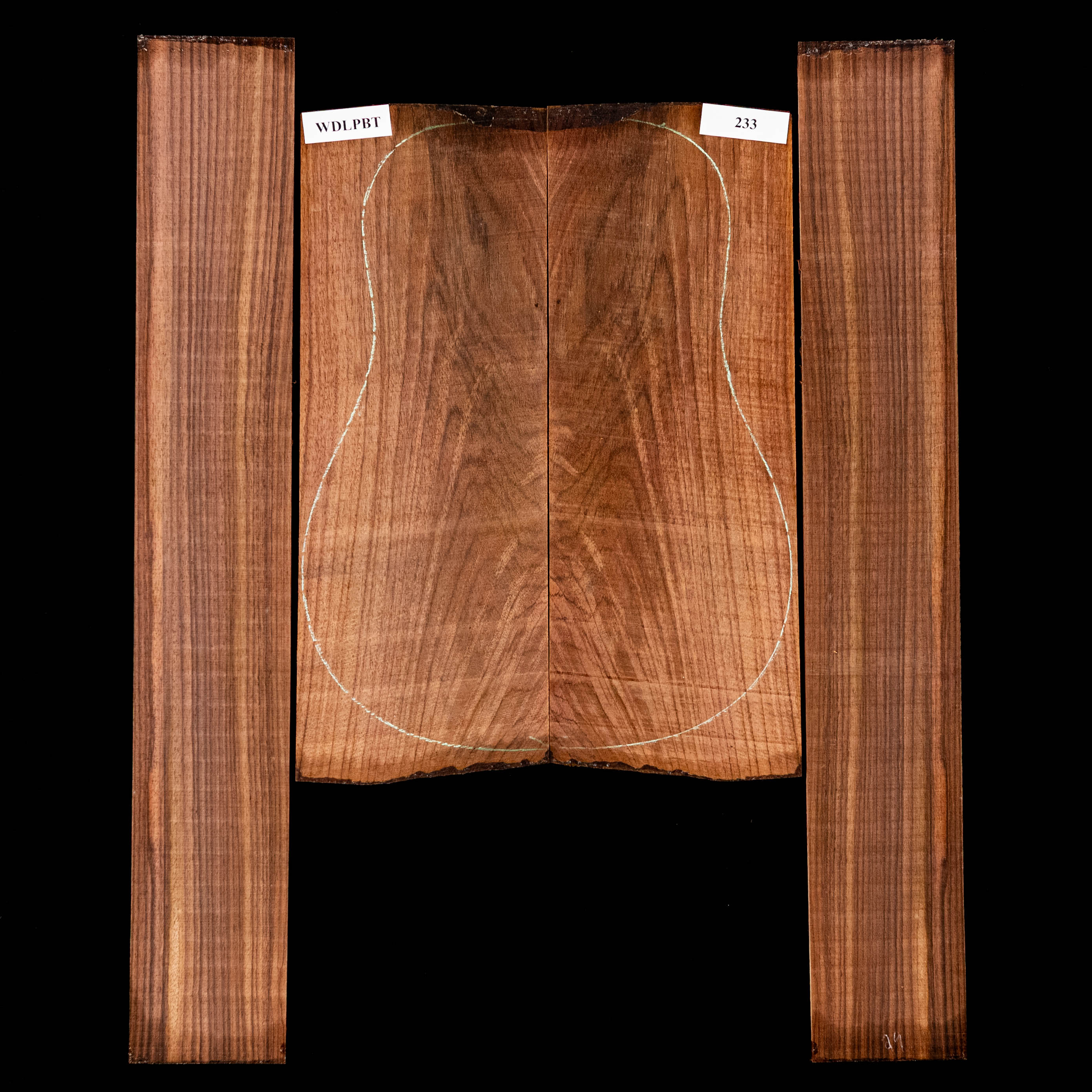 Set mit Boden + Zargen aus Ostindischem Palisander, Wild Grain – 233 Set mit Boden + Zargen aus Ostindischem Palisander, Wild Grain – 233