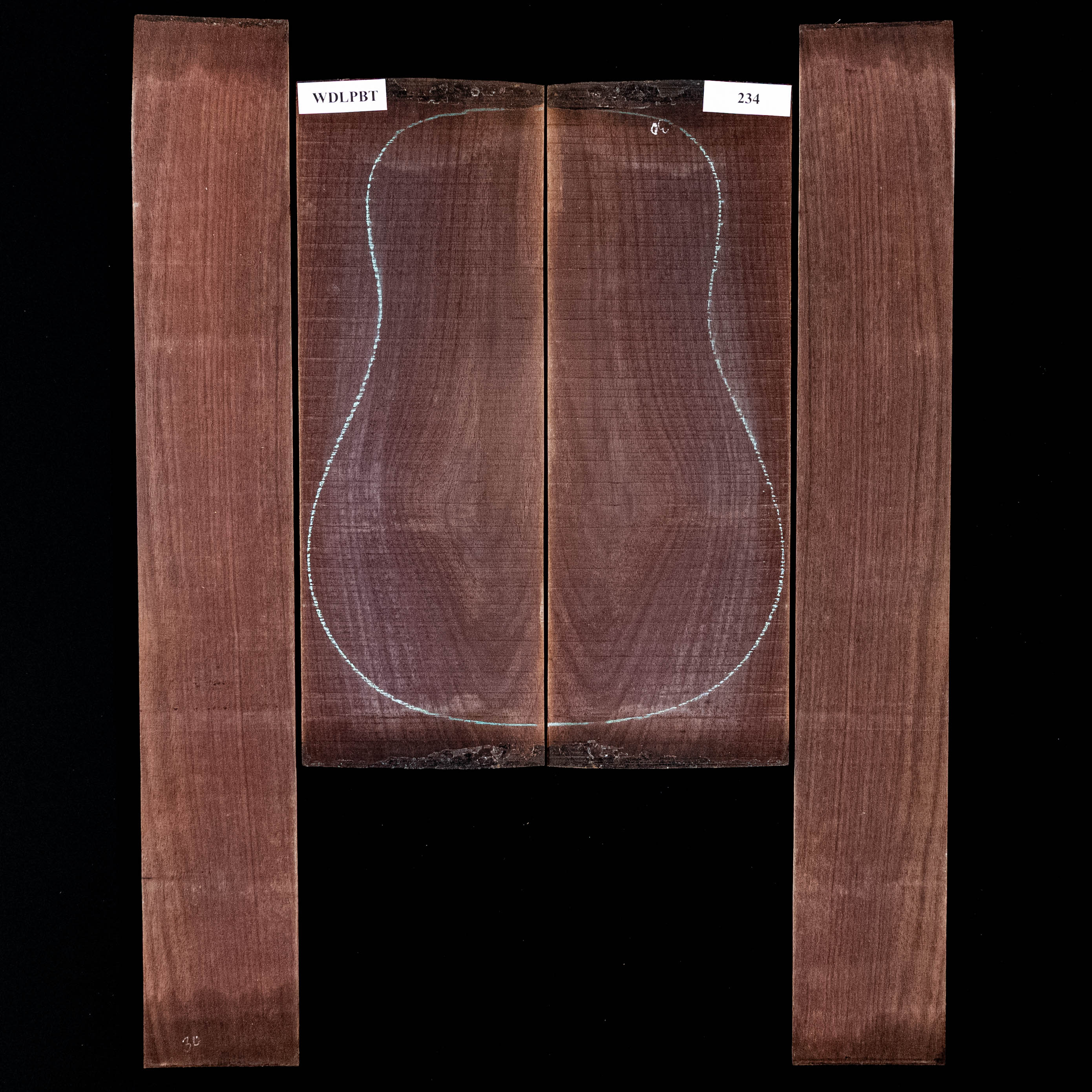 Set mit Boden + Zargen aus Ostindischem Palisander, Wild Grain – 234 Set mit Boden + Zargen aus Ostindischem Palisander, Wild Grain – 234