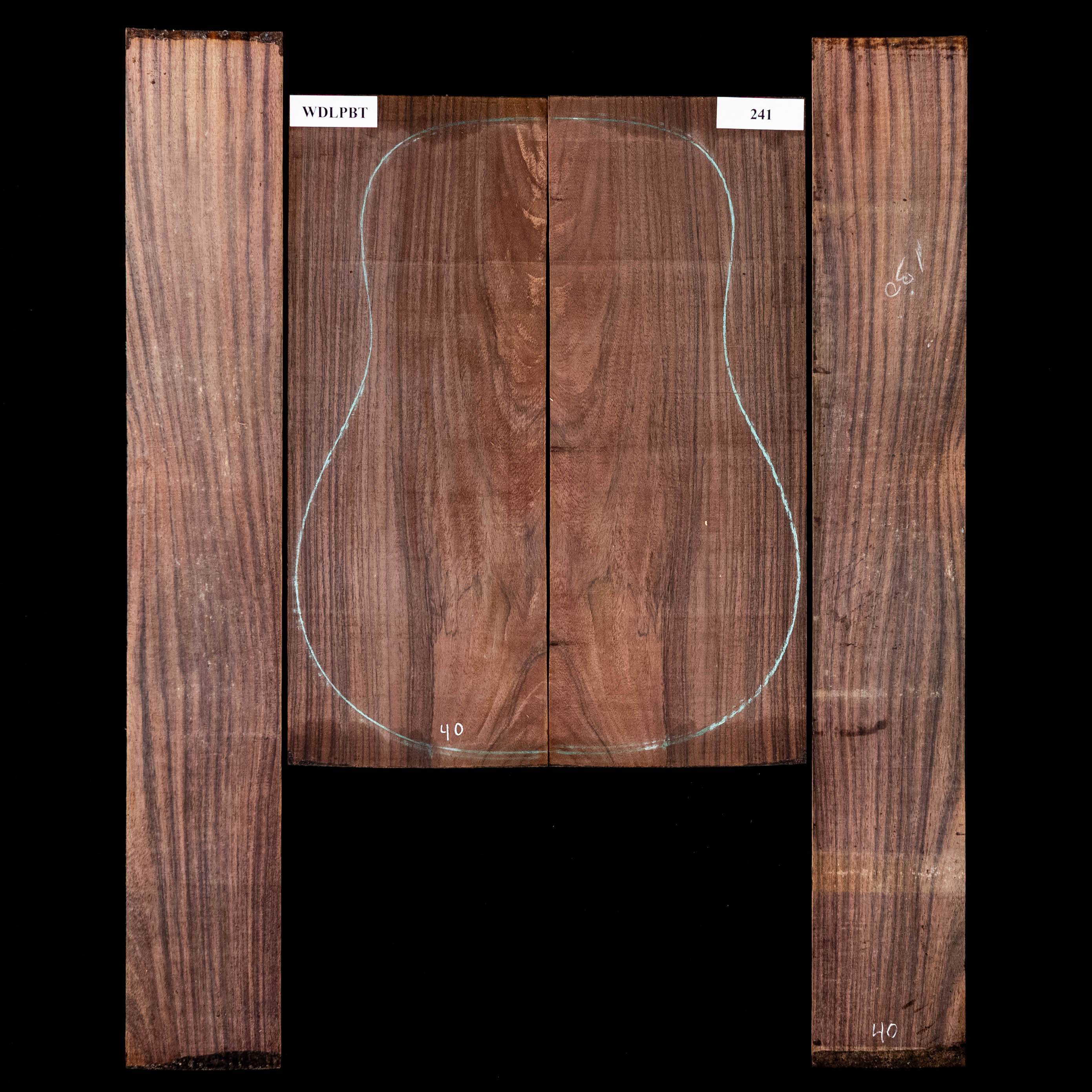 Set mit Boden + Zargen aus Ostindischem Palisander, Wild Grain – 241 Set mit Boden + Zargen aus Ostindischem Palisander, Wild Grain – 241