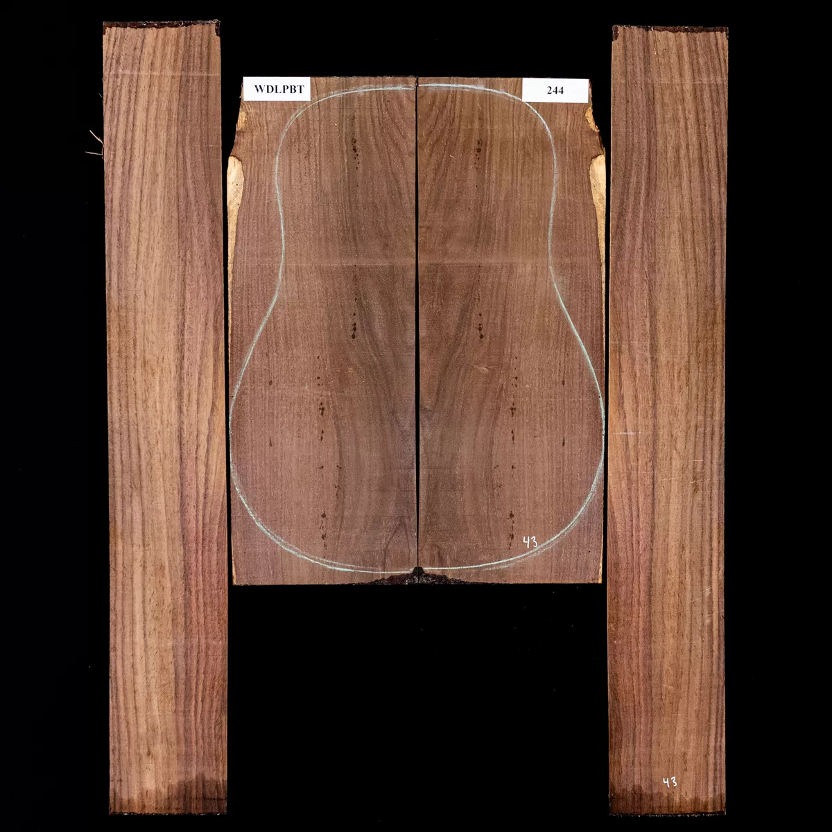 Set mit Boden + Zargen aus Ostindischem Palisander, Wild Grain – 244 Set mit Boden + Zargen aus Ostindischem Palisander, Wild Grain – 244