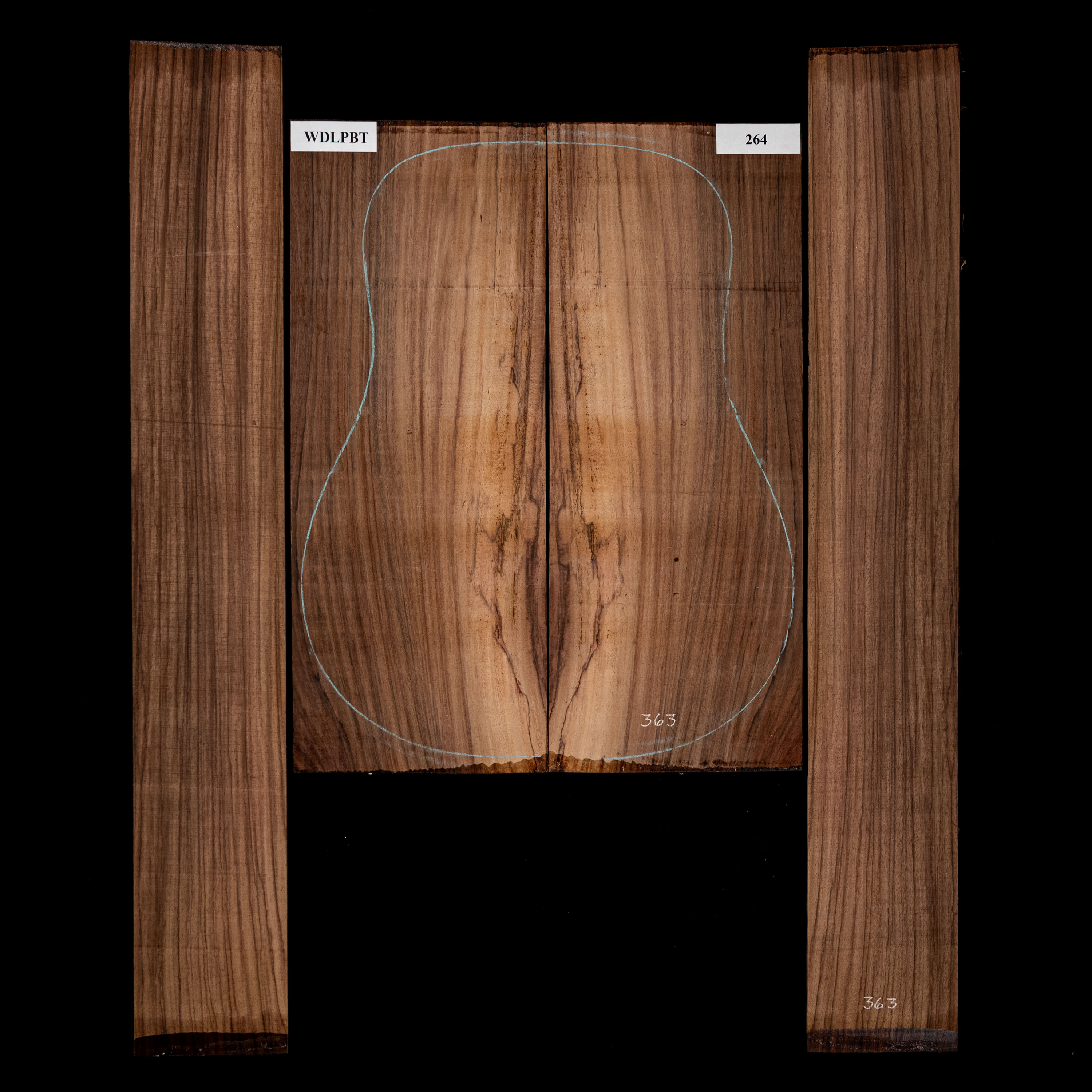 Set mit Boden + Zargen aus Ostindischem Palisander, Wild Grain – 264 Set mit Boden + Zargen aus Ostindischem Palisander, Wild Grain – 264