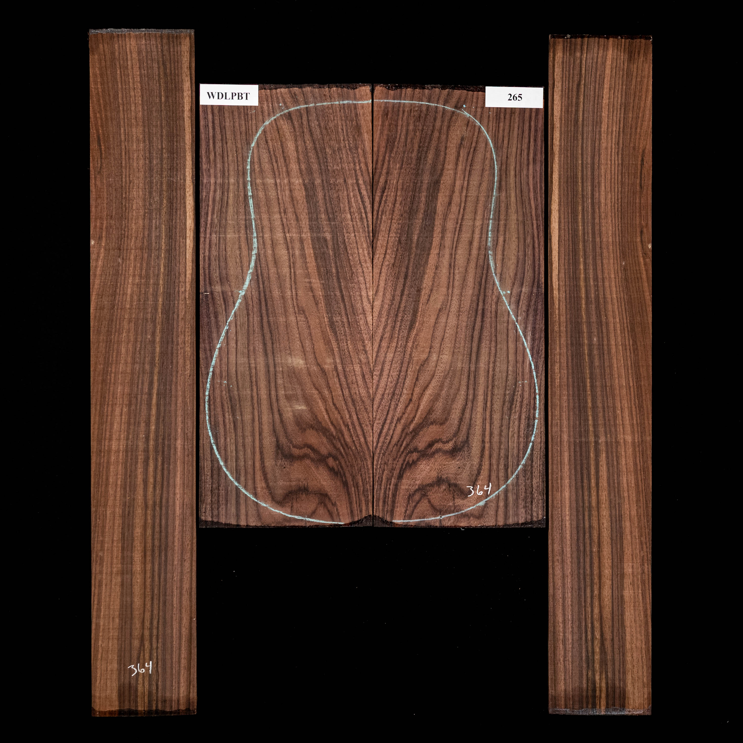 Set mit Boden + Zargen aus Ostindischem Palisander, Wild Grain – 265 Set mit Boden + Zargen aus Ostindischem Palisander, Wild Grain – 265