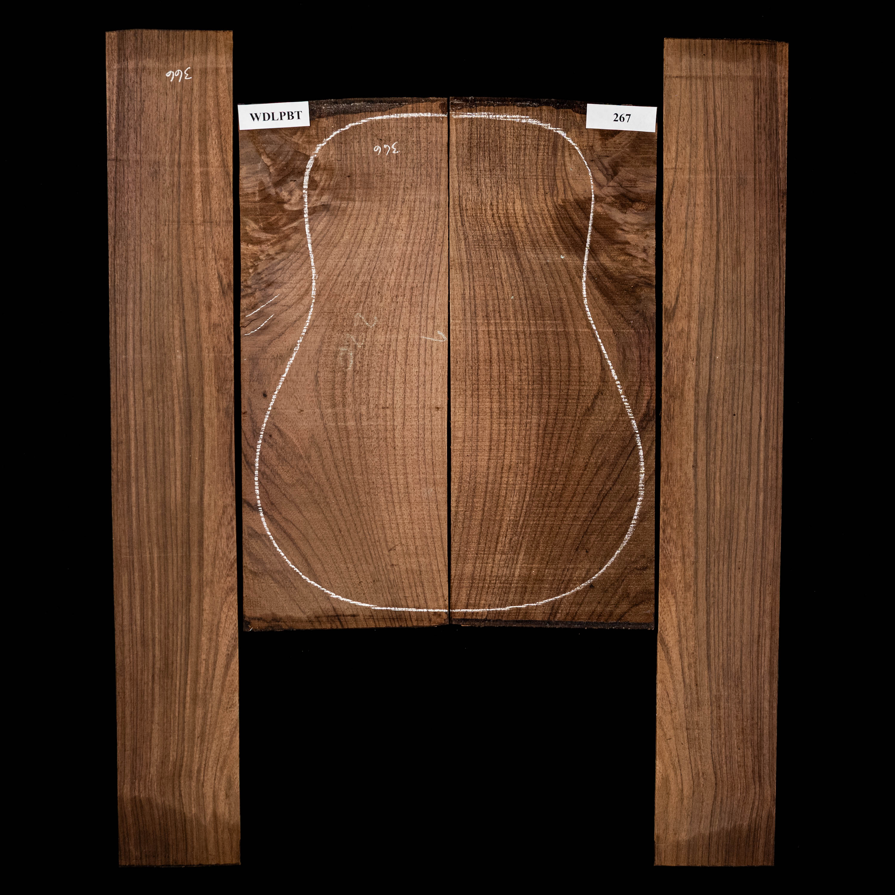 Set mit Boden + Zargen aus Ostindischem Palisander, Wild Grain – 267 Set mit Boden + Zargen aus Ostindischem Palisander, Wild Grain – 267