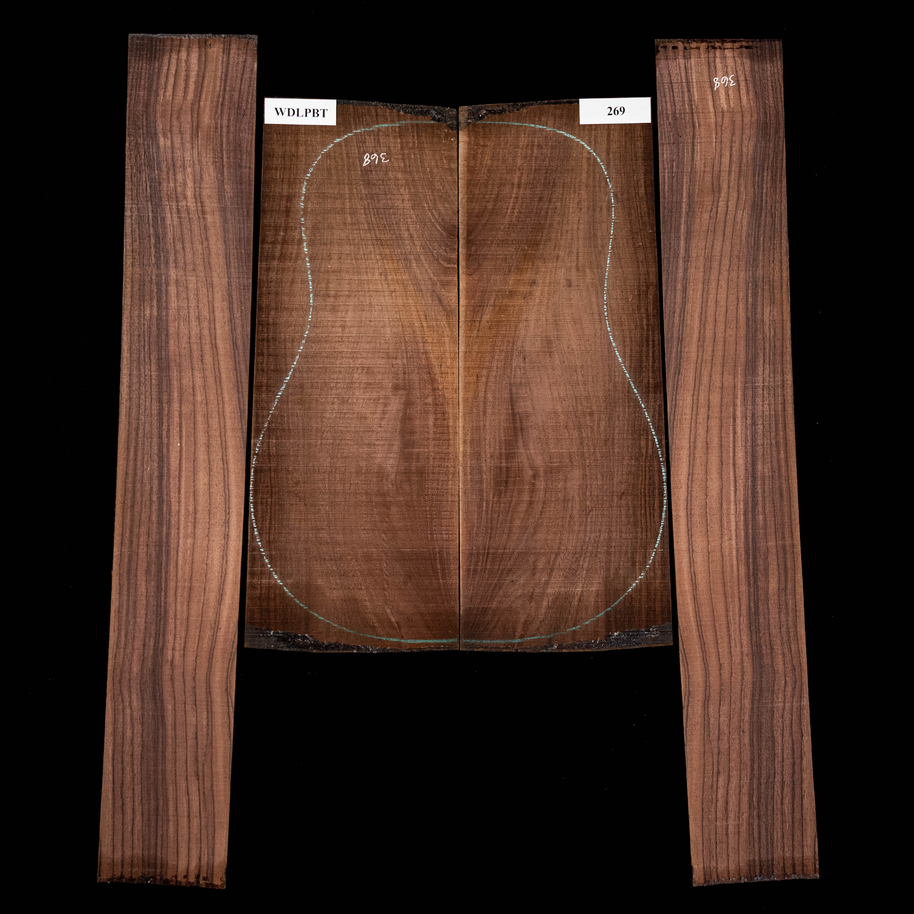 Set mit Boden + Zargen aus Ostindischem Palisander, Wild Grain – 269 Set mit Boden + Zargen aus Ostindischem Palisander, Wild Grain – 269