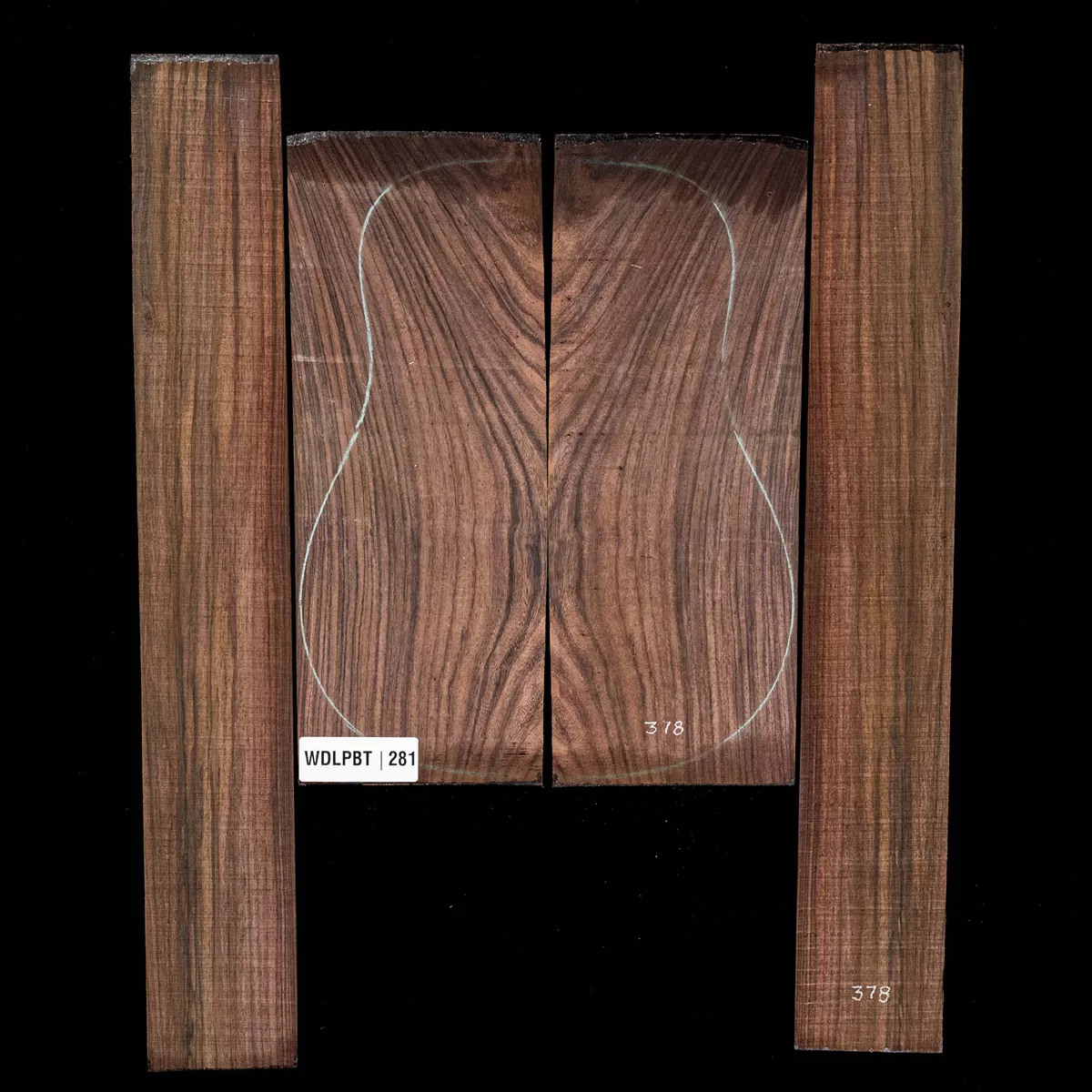 Set mit Boden + Zargen aus Ostindischem Palisander, Wild Grain – 281 Set mit Boden + Zargen aus Ostindischem Palisander, Wild Grain – 281