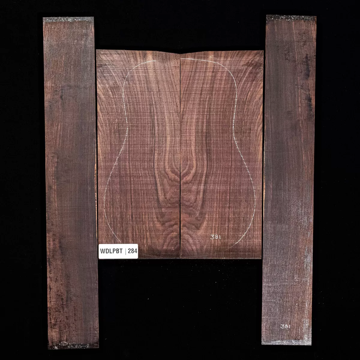 Set mit Boden + Zargen aus Ostindischem Palisander, Wild Grain – 284 Set mit Boden + Zargen aus Ostindischem Palisander, Wild Grain – 284